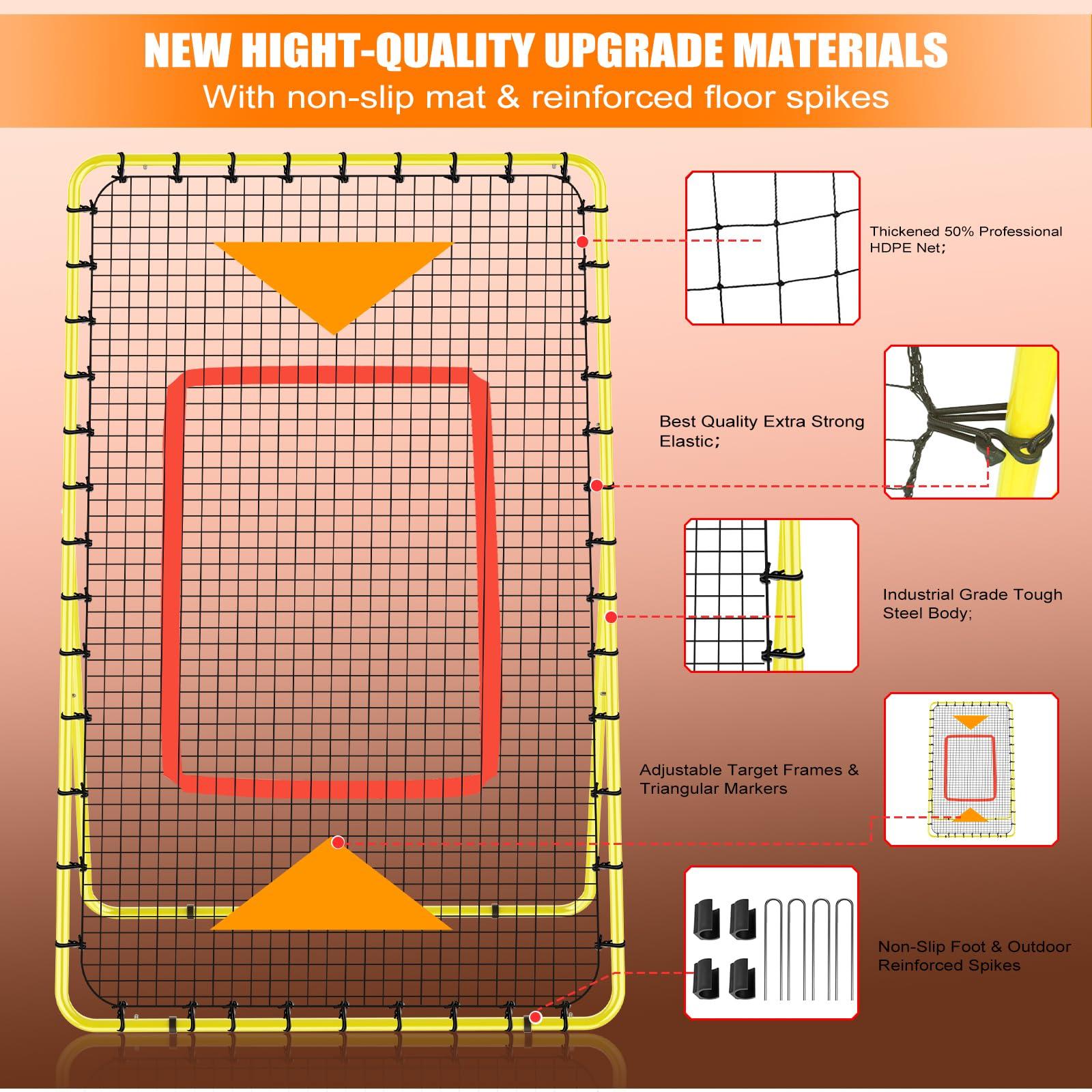 YNSZAS YNSZAS [3-in-1] Pitch Back Rebounder Practice Net, 6x4 FT Adjustable Bounce Back Return Net for Volleyball Softball Lacrosse Soccer Baseball Throwback Trainer Gifts, Profession Training Machine