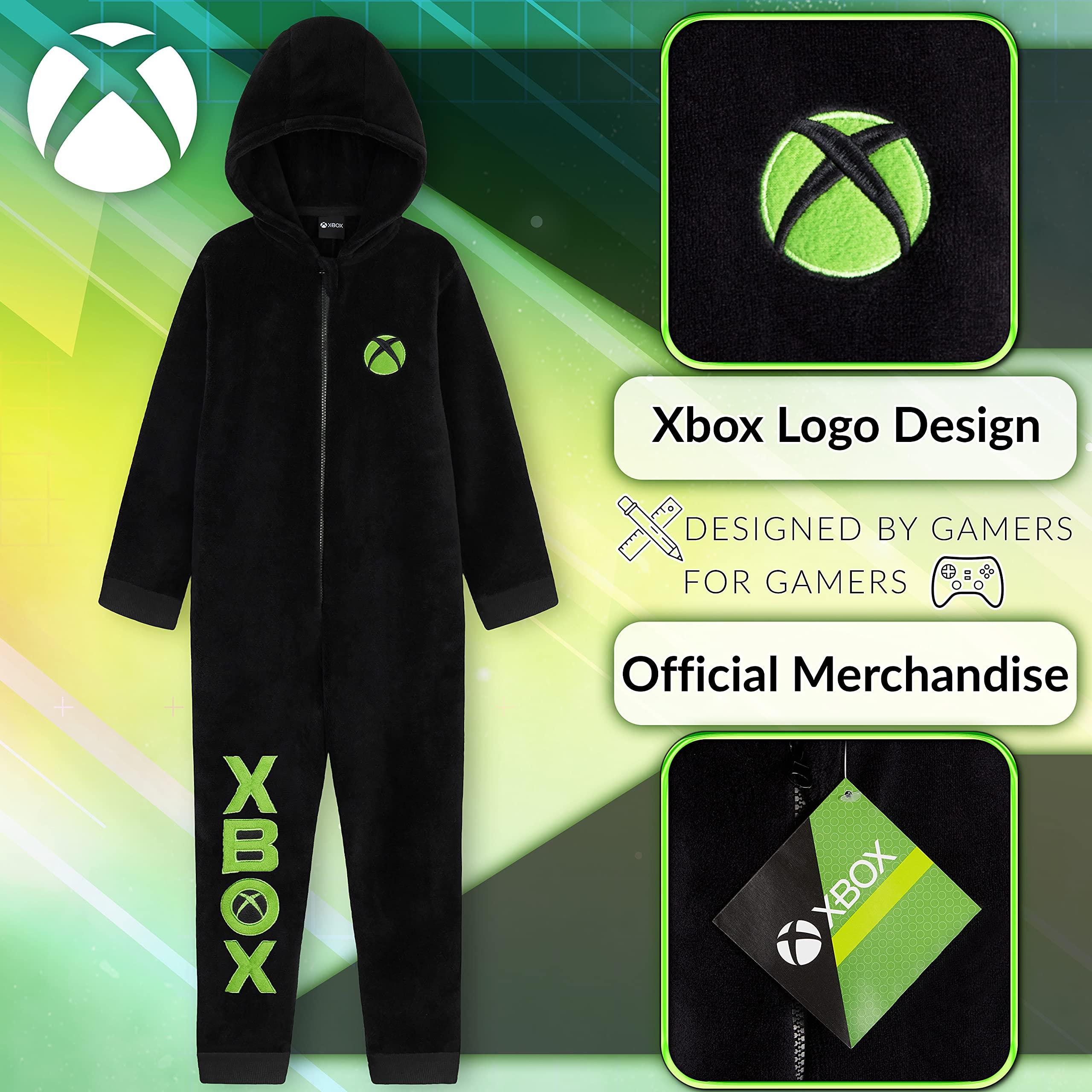 Xbox Xbox Onesies For Boys, Kids Fluffy Pyjamas, Gaming Merchandise, Gamer Gifts (Black, 9-10 Years)