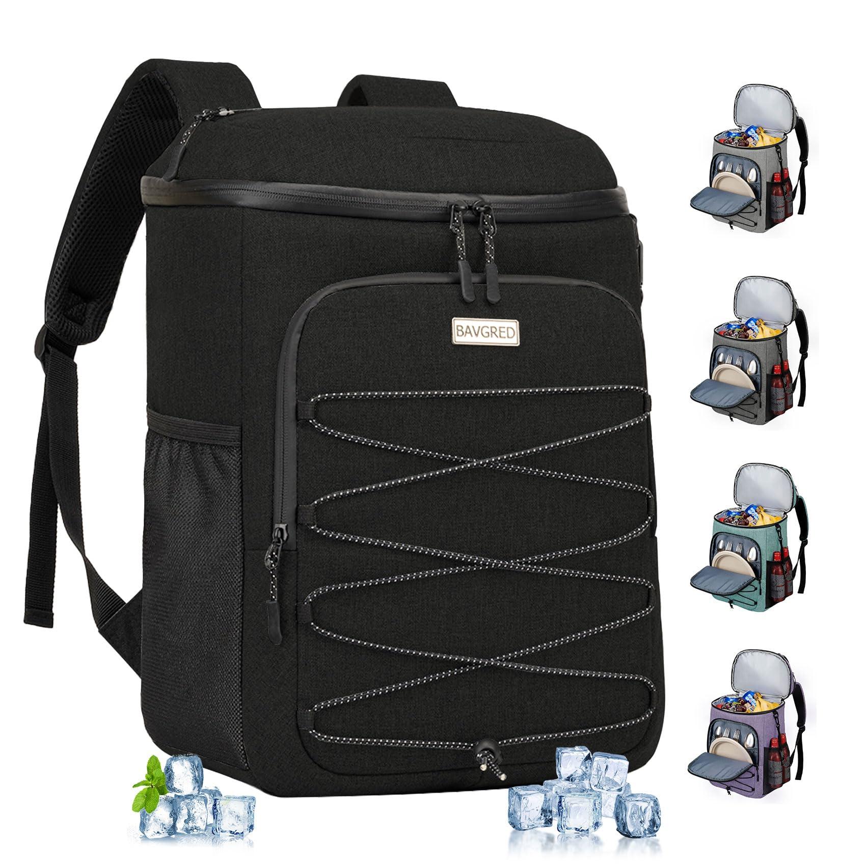 BAVGRED BAVGRED Cooler Backpack Insulated Leak Proof, 30 Cans Backpack with Cooler Compartment for Men and Women, Soft Sided Cooler Bag, Lightweight Ice Chest Lunch Backpack for Beach Camping Picnic Hiking