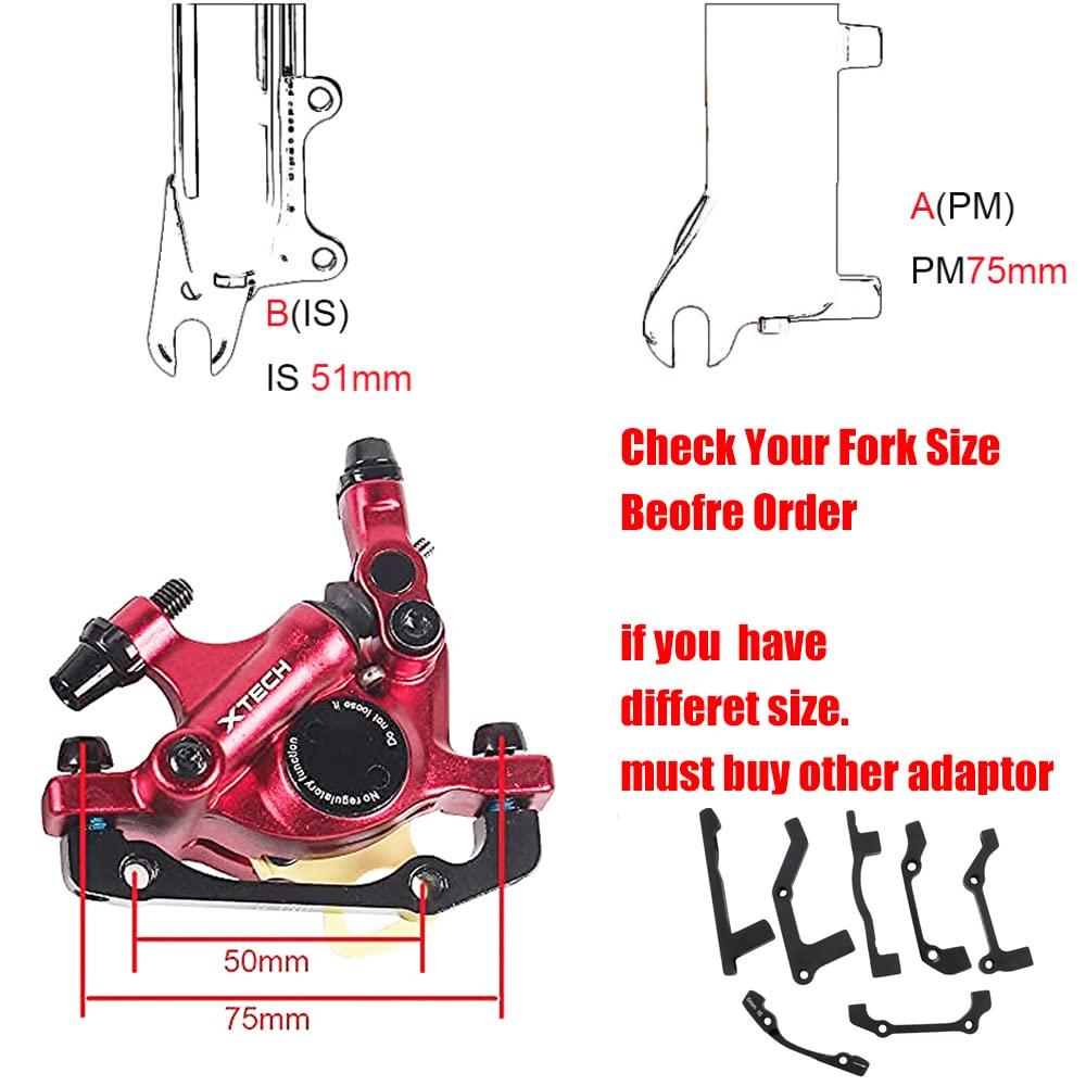 catazer catazer MTB Road HB-100 MTB Road Line Pulling Hydraulic Disc Brake Calipers Front & Rear Mountain Bike Disc Brake E-Bike Disc Brake (1 Pair Red)