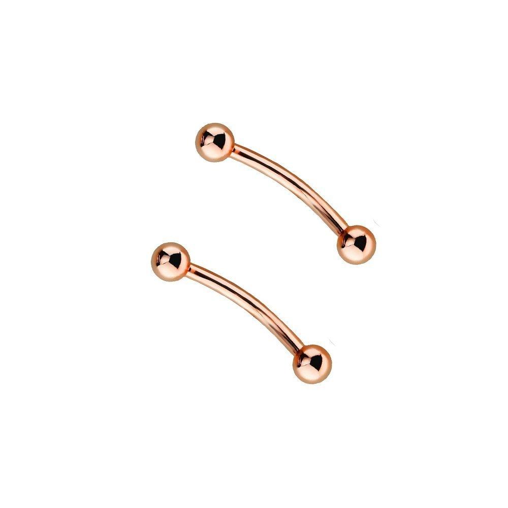 BodyJewelryOnline BodyJewelryOnline Snake Eyes Tongue Piercing Barbell (2 Pieces), Anodized High-Quality Surgical Steel, Rose Gold I.P Color, 16 Gauge (1.2mm) Shaft Thickness, Hypoallergenic, Comfortable, Long-Lasting