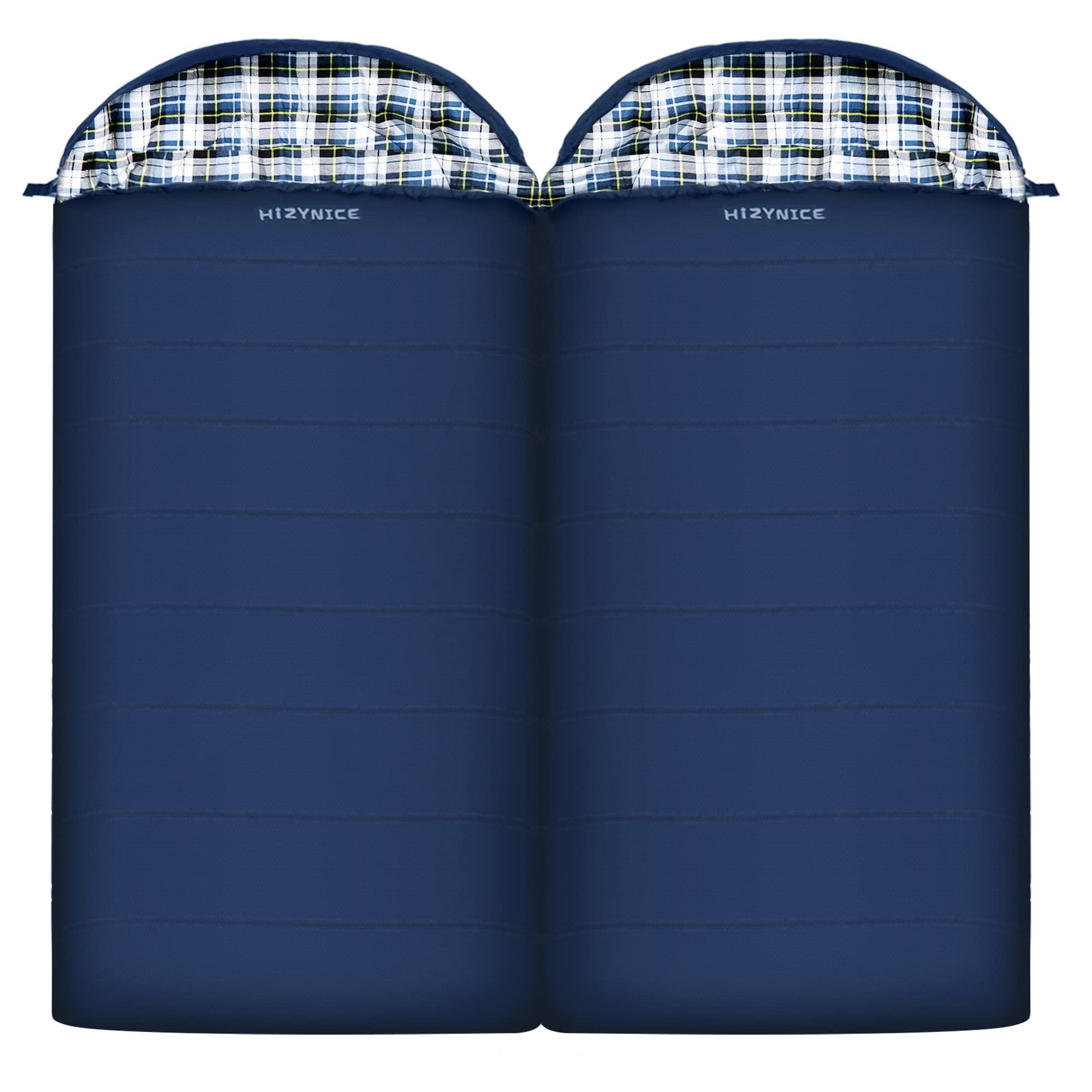 HiZYNICE HiZYNICE Sleeping Bags for Adults 100% Cotton Flannel XXL for Cold Weather 20 Degree Camp Big and Tall Wide Oversized,Navy Blue Left Zip,90" x 39"