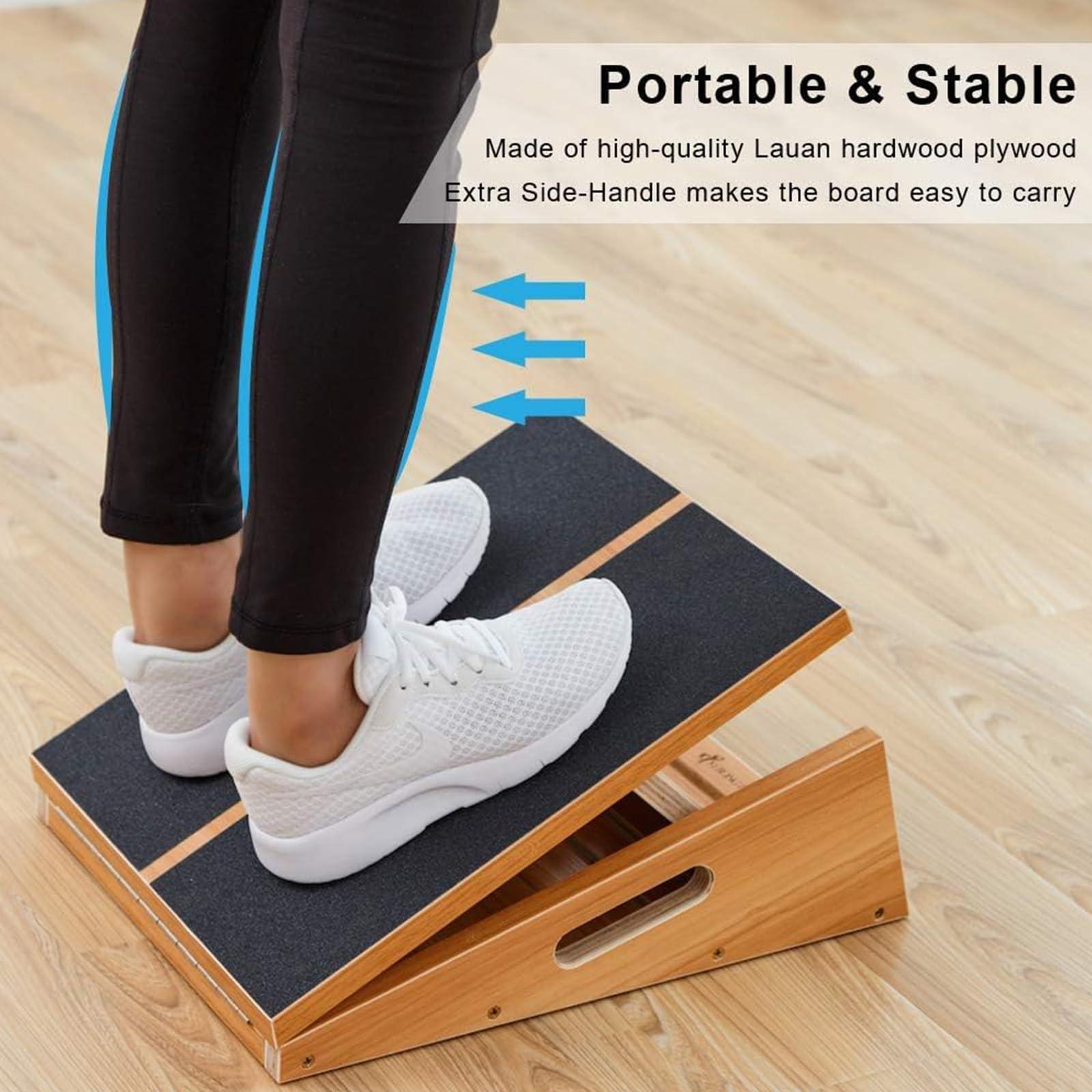 StrongTek StrongTek Professional Wooden Slant Board, Adjustable Incline Board, and Calf Stretcher, Stretch Board - Extra Side-Handle Design for Portability, Full-Coverage