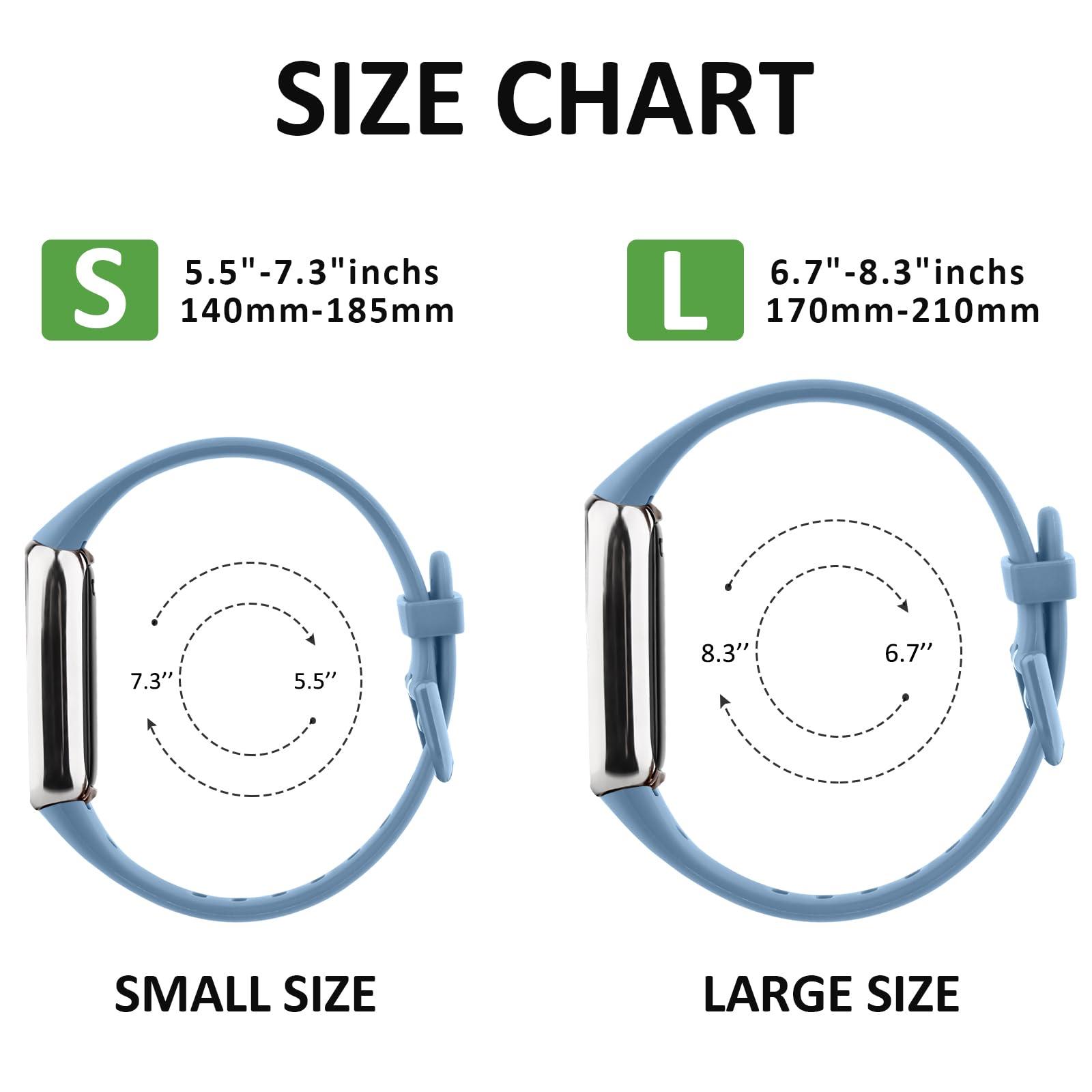 AK 4 PACK Sport Bands Compatible with Fitbit Luxe Bands for Women Men, Soft Silicone Replacement Sport Straps Wristbands for Fitbit Luxe Fitness and Wellness Tracker (Senior Blue/Light Cyan/Light