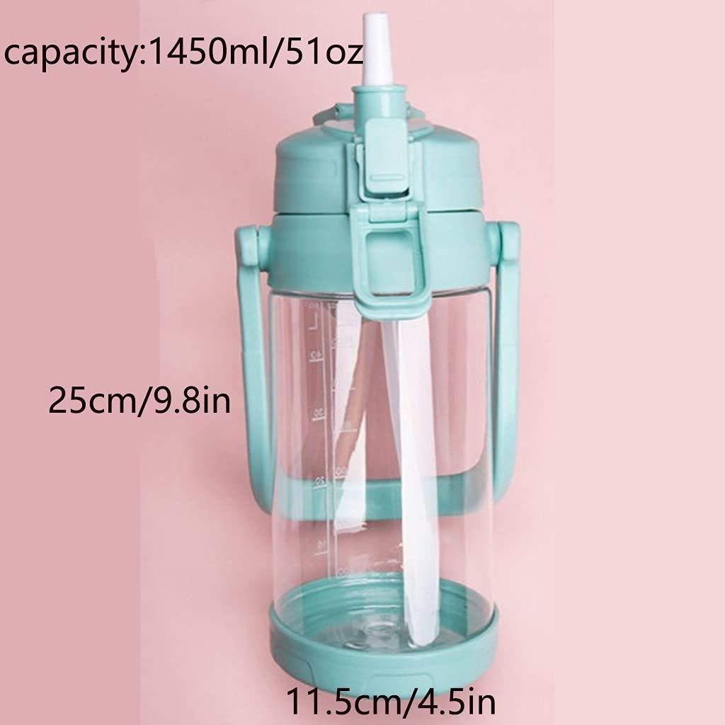 QHLOM QHLOM 51oz Large Capacity Water Bottle with Thick Handle Plastic Water Bottle BPA Free (Without Straw) (Color : Pink)