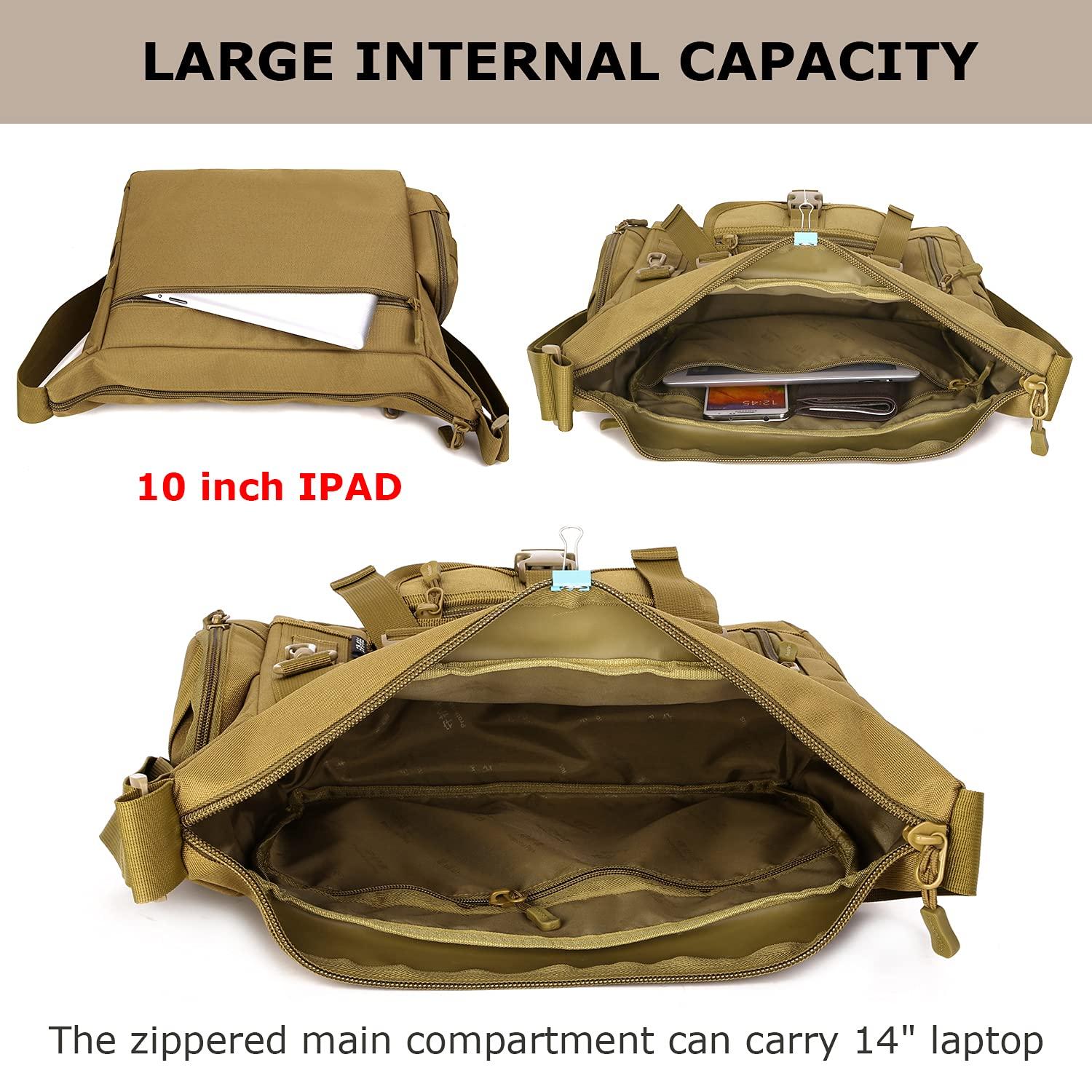 SunForMorning SunForMorning Tactical Messenger Bag Military Molle Briefcase Crossbody Shoulder Bags for Working Cycling Hunting Camping, Black Camo
