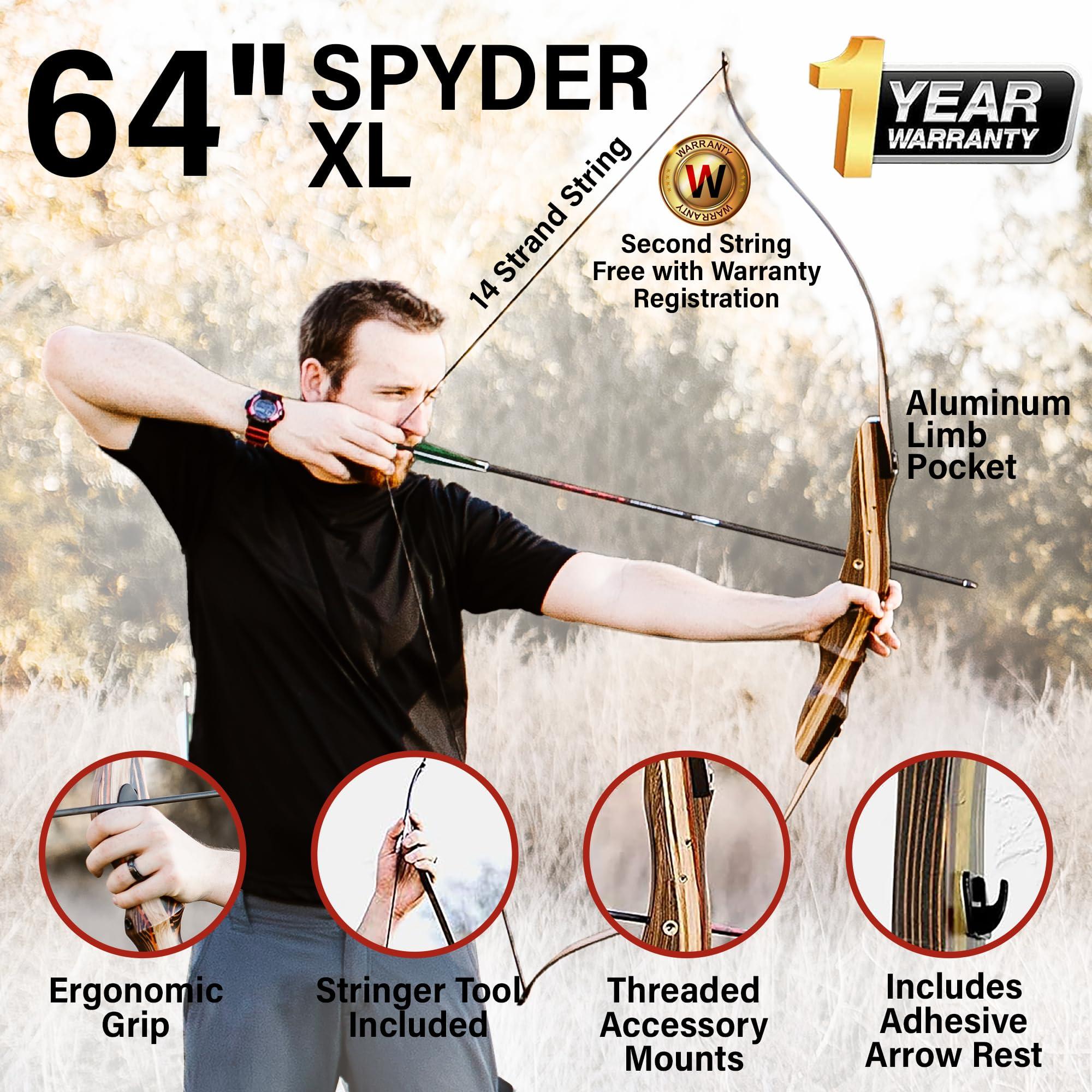 Southwest Archery Southwest Archery Spyder Takedown Recurve Bow - Hunting & Target Bow - Fast, Accurate, Versatile - Handcrafted Riser - Fiber Glass Maple Limbs - XL 64\" Right Hand, 40lb with Stringer Tool