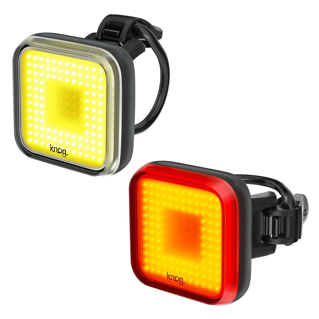 KNOG Knog Blinder Bike Light Twinpack - Bright 200/100 Lumen Bike Headlight and Tail Light Set,Waterproof Bicycle Light,USB Rechargeable,Unique Square Pattern,Long Runtime - For Road & Trail Cycling,Square