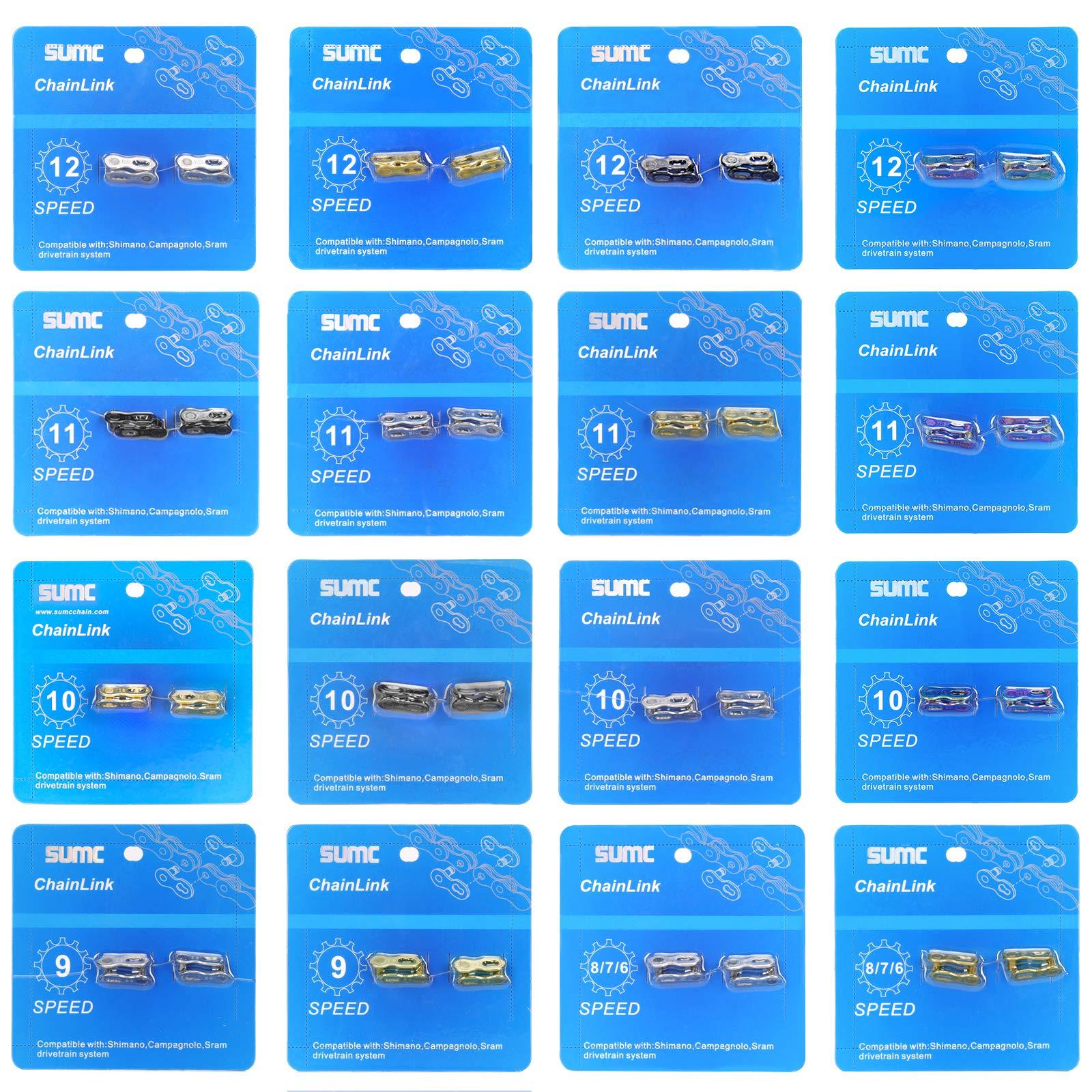 Inkesky Inkesky 4 Pairs Re-usable Quick Link for Bike Chains - Compatible with Shimano/KMC/Campagnolo/SRAM (9-Speed (Rainbow))