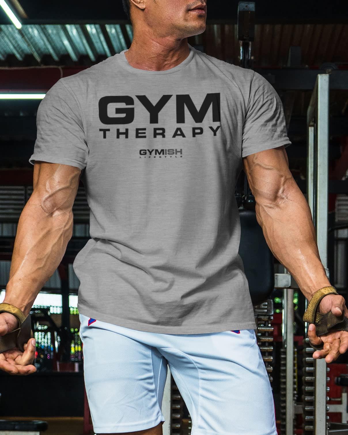 Gymish Lifestyle Gymish Lifestyle Gym Therapy Workout Shirts for Men, Lifting T-Shirt for Gym Workout (Grey, 3XL)