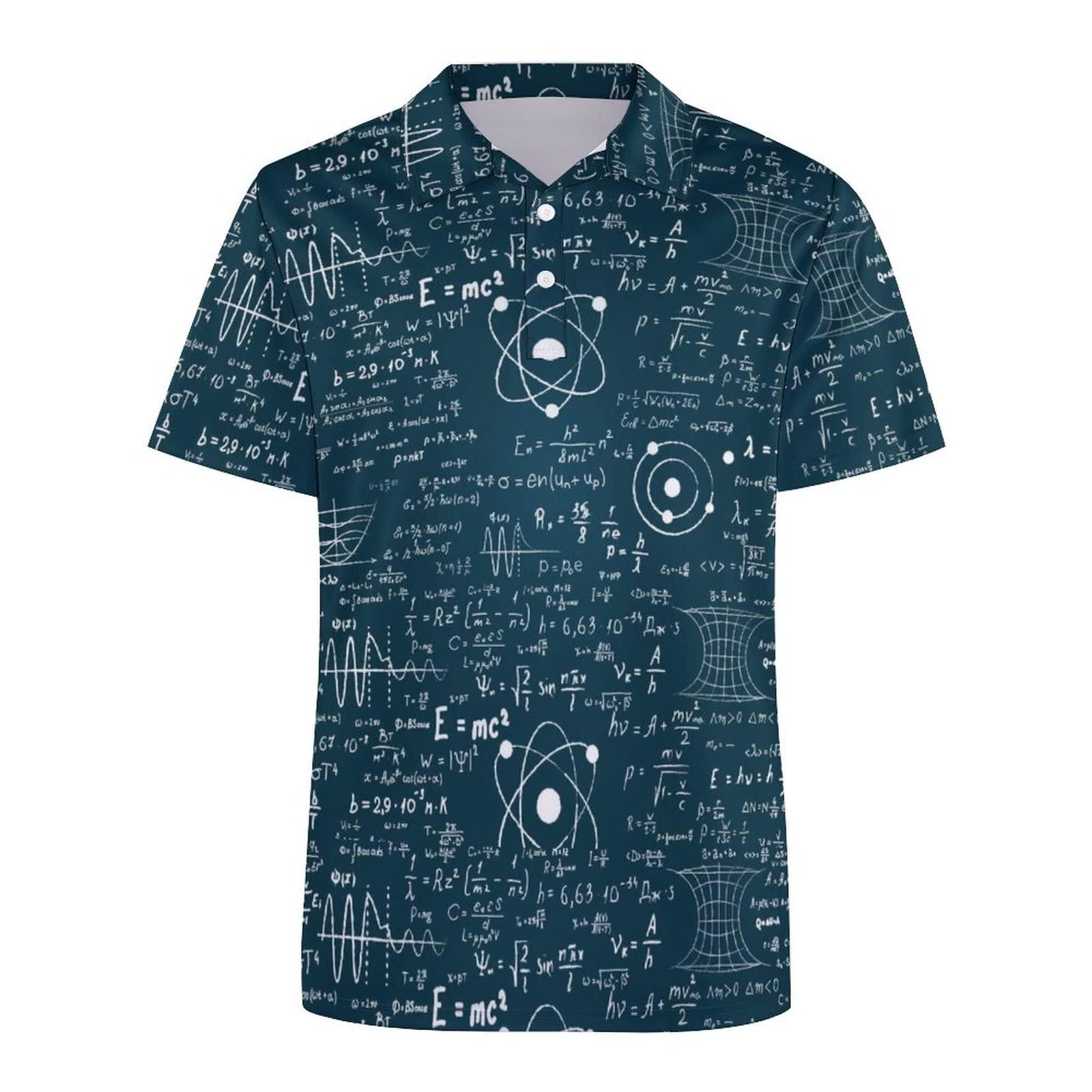 BAIKUTOUAN BAIKUTOUAN Physical Mathematics Science Formula Men's Golf Polo-Shirt Short Sleeve Jersey Tees Casual Tennis Tops XL