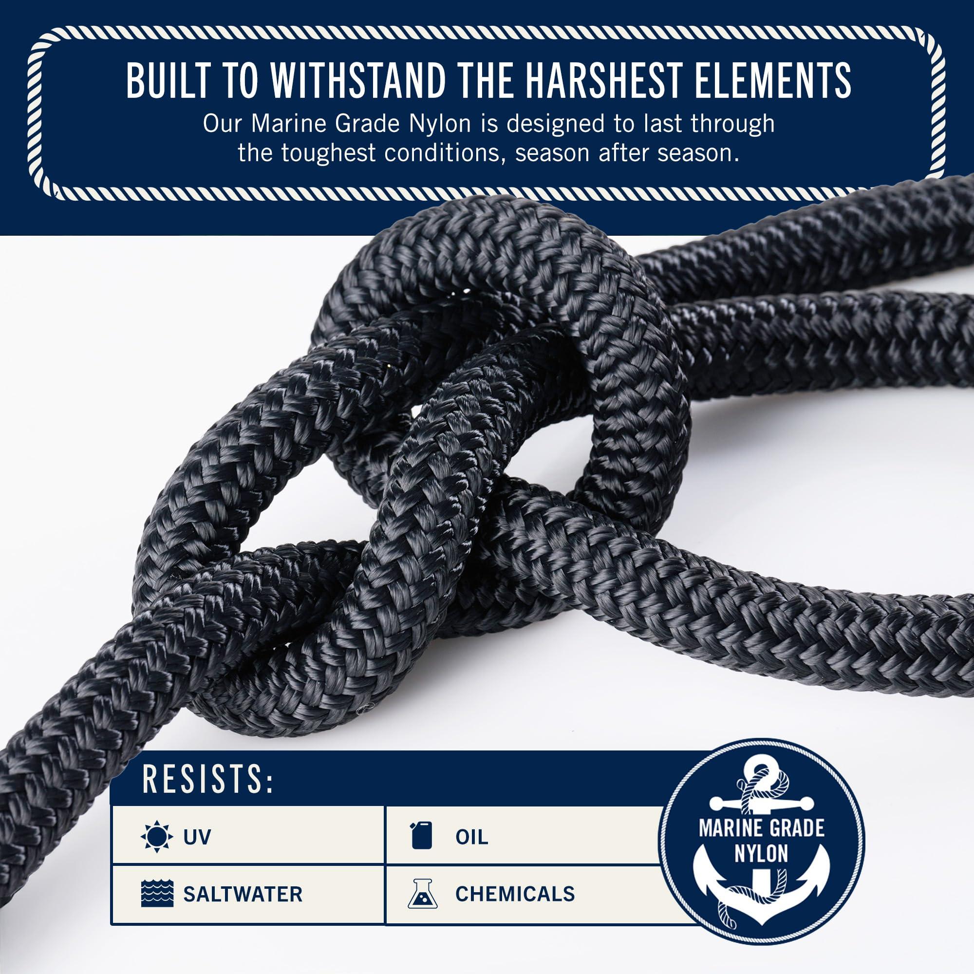Rainier Supply Co Rainier Supply Co. Boat Anchor Line - 100 ft x 3/8 inch Anchor Rope - Double Braided Nylon Anchor Boat Rope with 316SS Thimble and Heavy Duty Marine Grade Snap Hook - Black