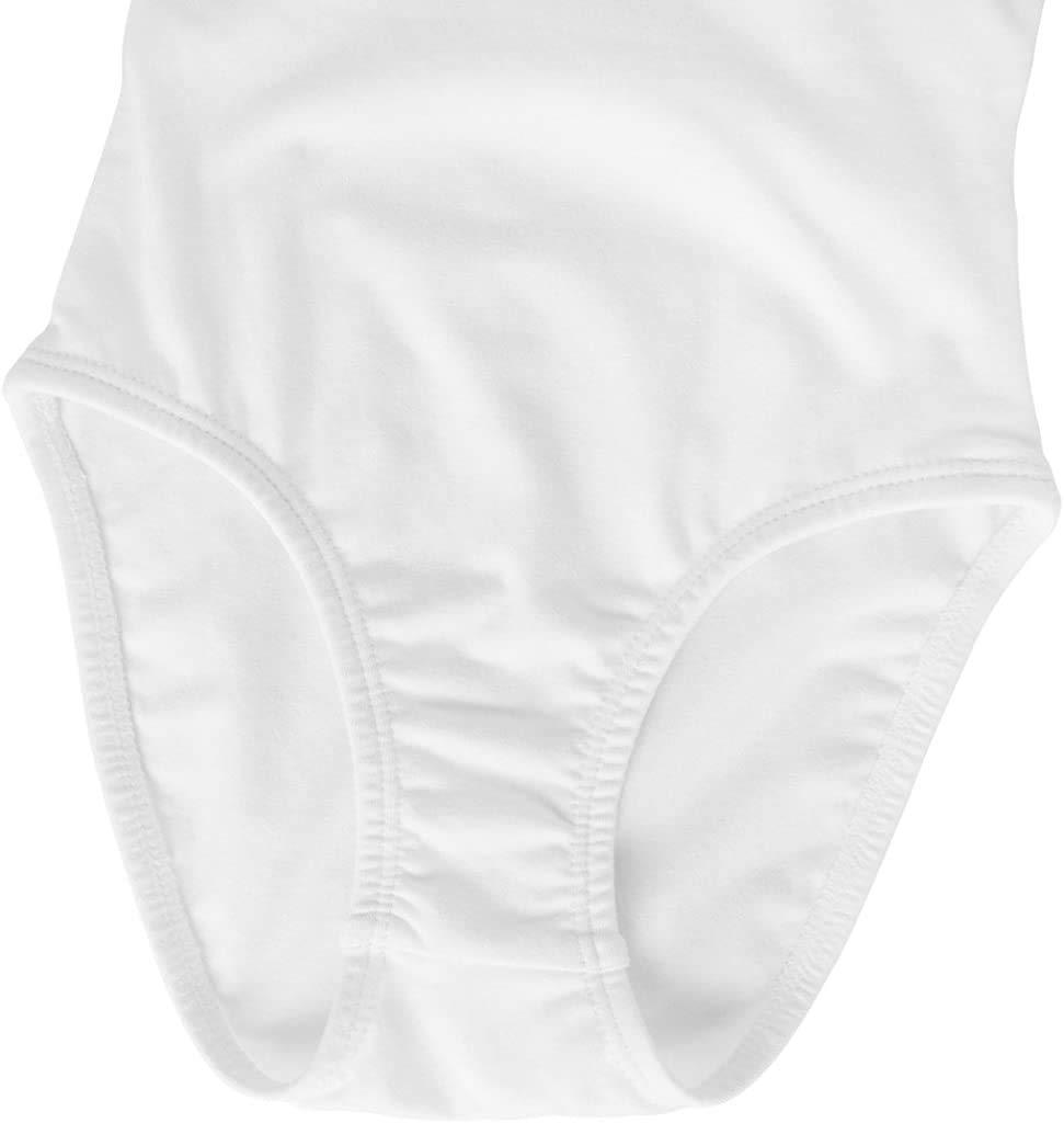 Dancina Dancina Leotard Classic Long Sleeve Girls Full Front Lined Comfortable Cotton Leo Bodysuit 6 White