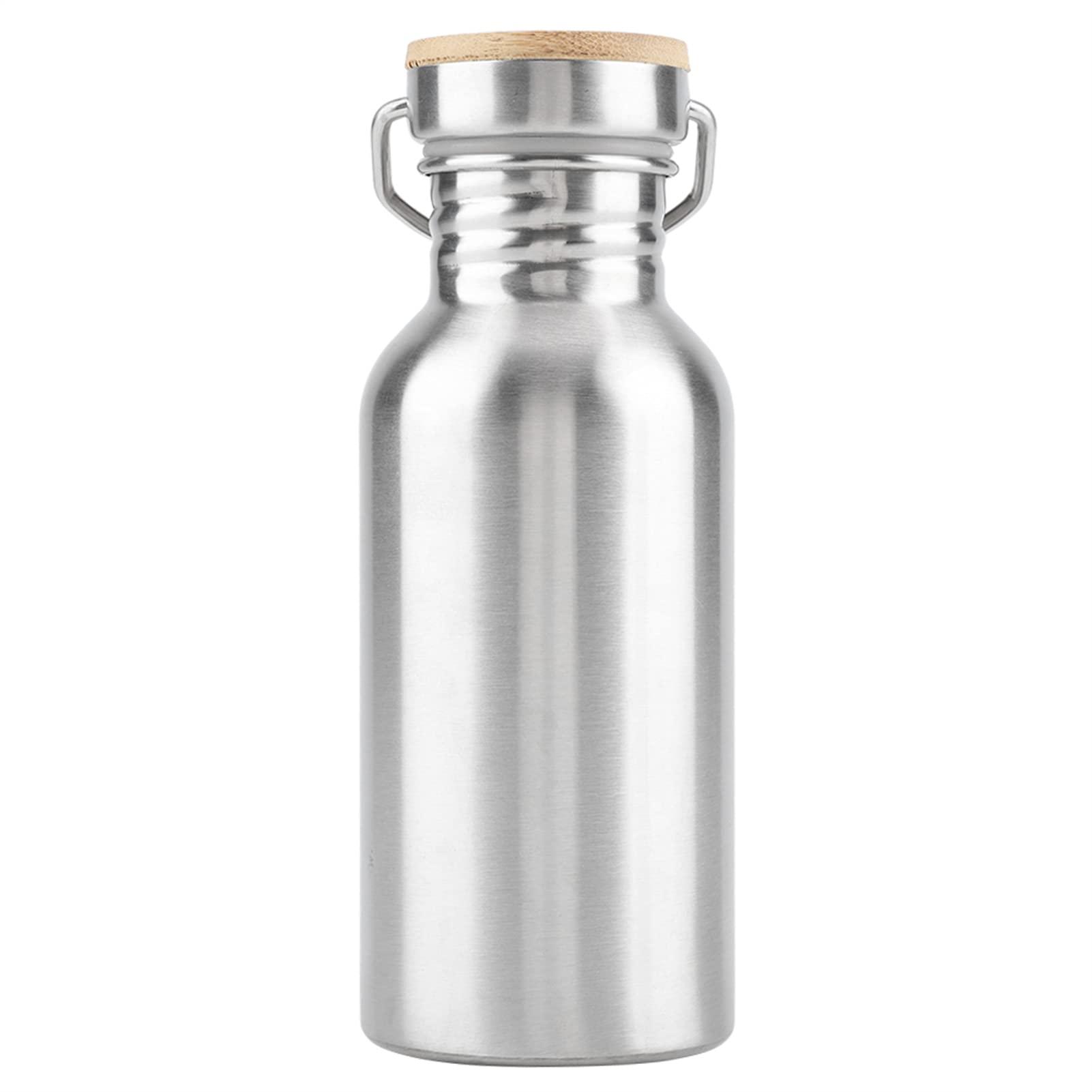 NineFit Basics Stainless Steel Water Bottle, Outdoor Portable Silver Stainless Steel Water Bottles Metal Water Bottle with Silicone Sealing for Hiking, Camping, Cycling, Picnic (500ML)