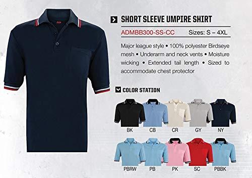 Adams Adams USA Short Sleeve Baseball Umpire Shirt - Sized for Chest Protector, COLUMBIA BLUE