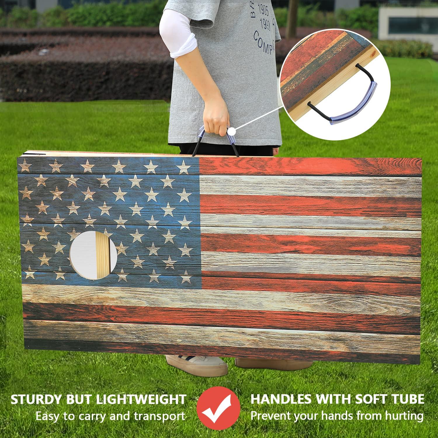 UKASE UKASE Solid Wood Regulation Size Cornhole Set, Portable 2\'x4\' Cornhole Boards, Waterproof Printed Surface and Underneath