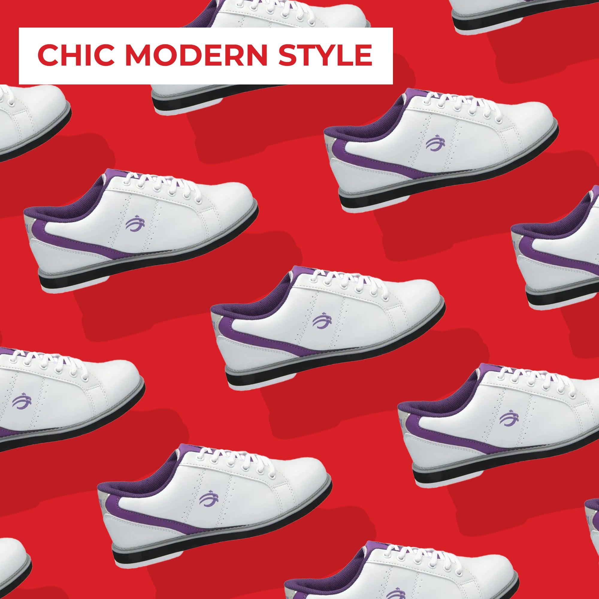 BSI BSI Women\'s 460 Classic Bowling Shoe - Lightweight Shoes with Cushioned Support for Women, Purple & White, Size 11