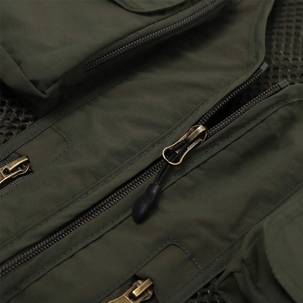 Ziker Ziker Men's Mesh Breathable Openwork Camouflage Journalist Photographer Fishing Vest Waistcoat Jacket Coat (as1, alpha, m, regular, regular, Army Green02)