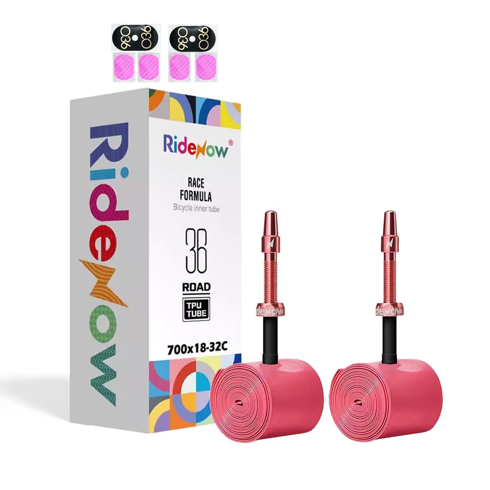 CooMeng 2 Pack RideNow TPU Inner Tubes 700C x 18-32C / 32-47C with 45mm/65mm/85mm Metal Presta Valve, Removable Valve Cores for All Road or Gravel Bike (Include Bike Tube Patch Repair Kit)