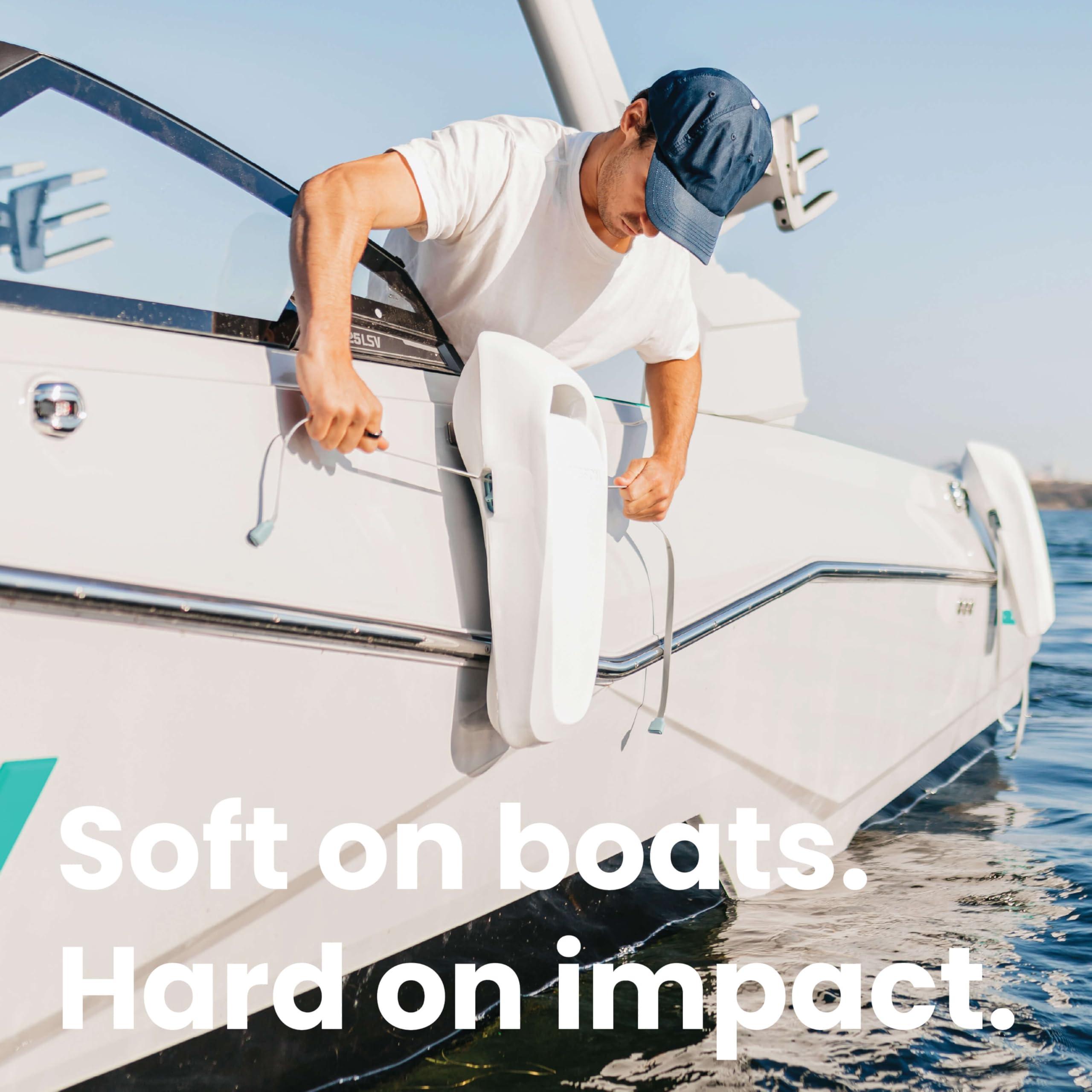 MISSION MISSION Boat Gear Sentry 2.0 Boat Dock Fender Bumper (Crisp White, 2 Piece)