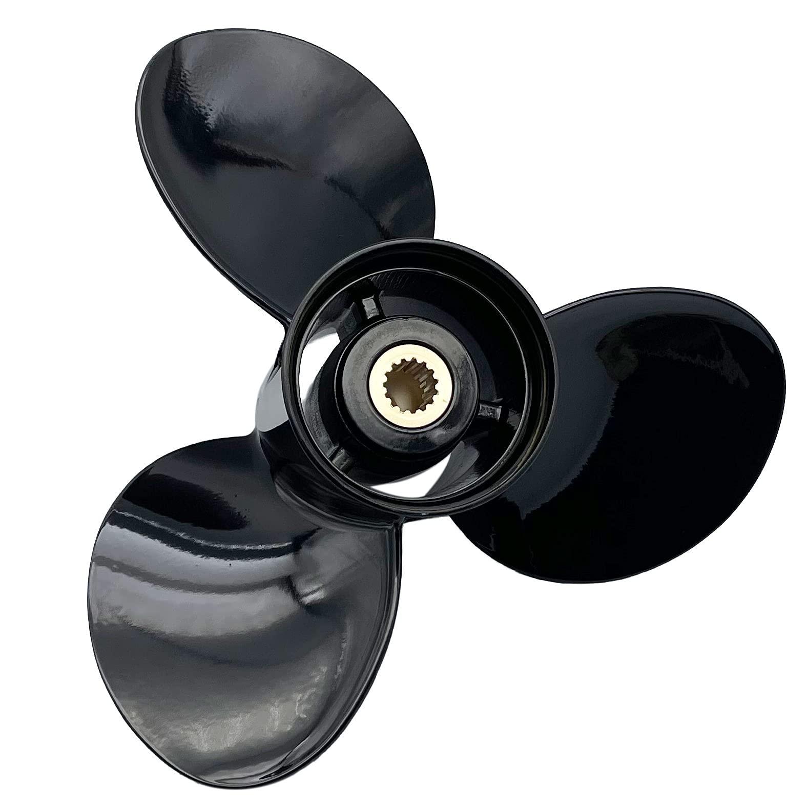 RASON-REX OEM Grade Aluminum Outboard 3 Blades Propeller 15 1/4x15P Compatible For BRP,JOHNSON,EVINRUDE,OMC STERN DRIVE Engines E-TEC 150-300HP&90-130HP,25" Shaft,2 Strokes 15 Spline Tooth,RH