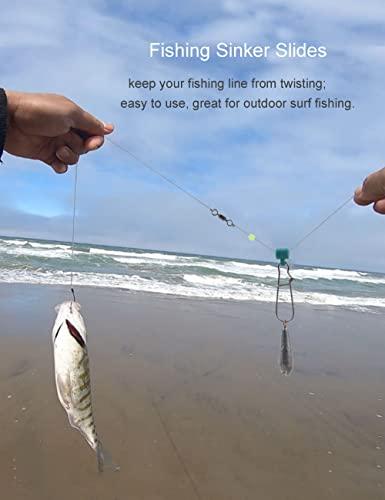 Facikono Facikono Fishing Line Sinker Slides Catfishing Rig, Saltwater Heavy Duty Sinker Weights Connector with Duo Lock Snaps