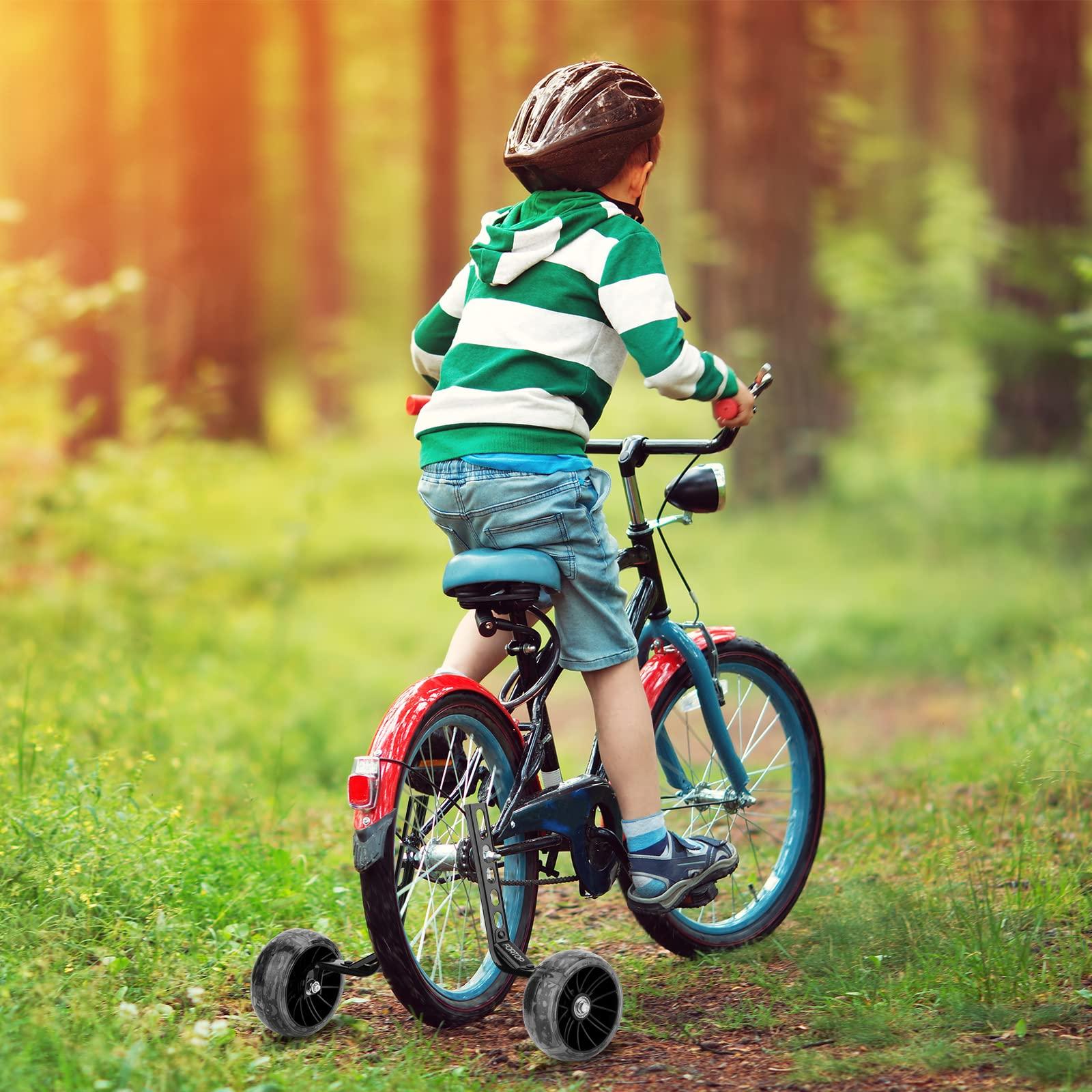 FORTOP FORTOP Bike Training Wheels, Pair of Heavy Duty Rear with Stabilizers Mounted Kit for Kids Boy Girls Bikes of Single Speed Bicycle with 12 14 16 18 20 Inch (Heavy Duty Black, 12IN-20IN)