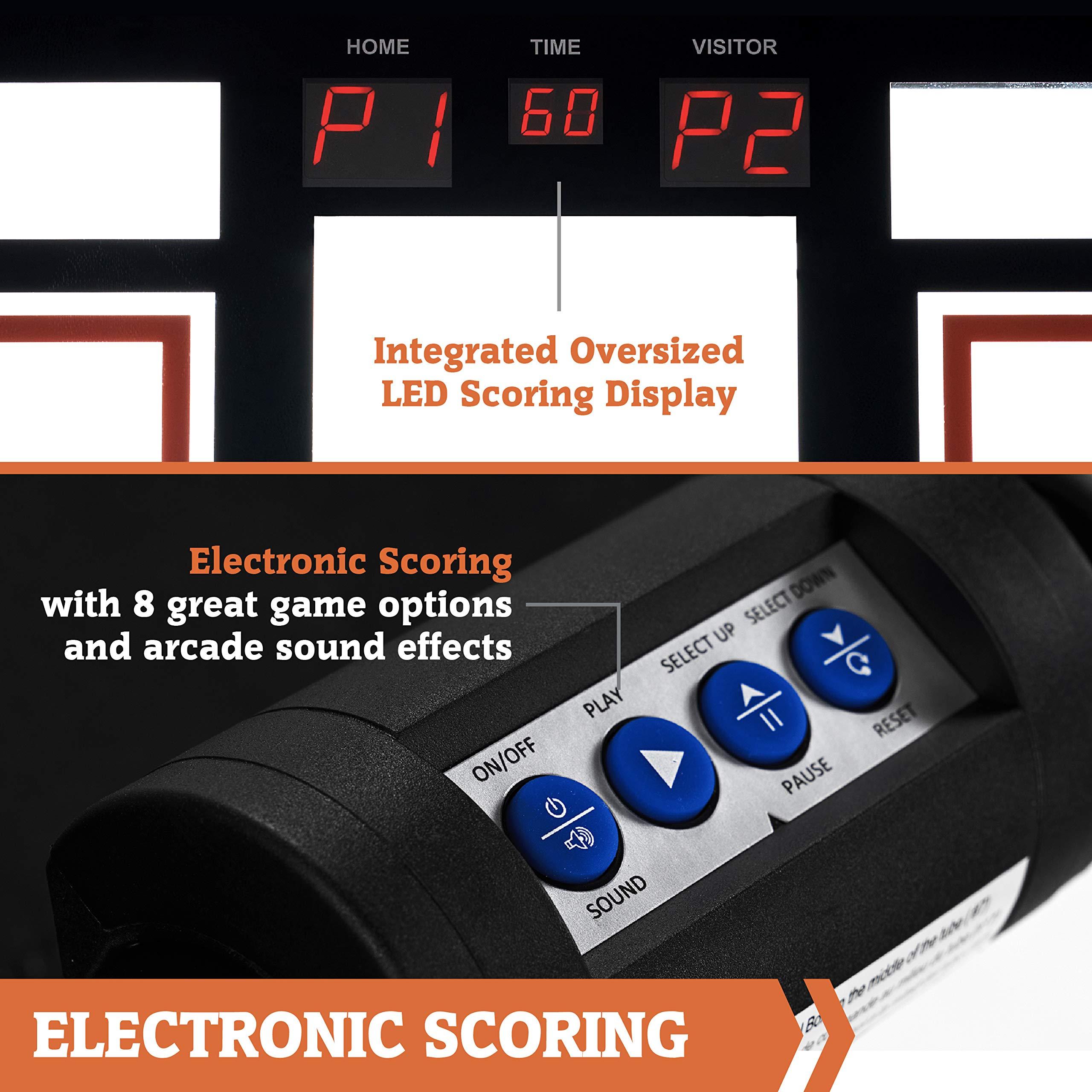 Hall of Games Hall of Games EZ Fold Premium Indoor Arcade Basketball Game with Steel Frame and Polycarbonate Backboard, Dual Shot Electronic Scoring with 6 Size 3 Balls Included, Perfect for Basement Game Rooms