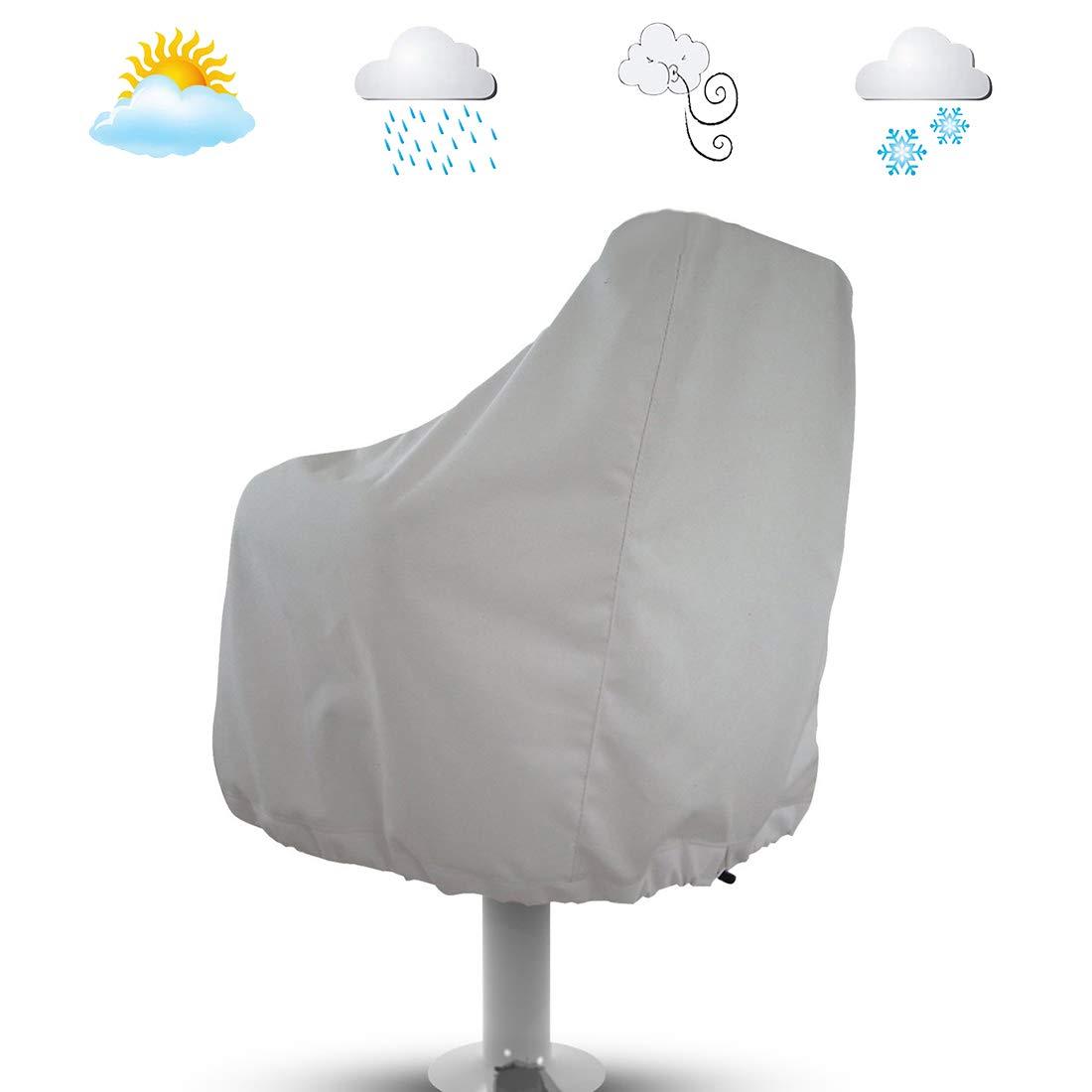WOMACO WOMACO 2 Pack Boat Seat Cover, Outdoor Waterproof Pedestal Pontoon Captain Boat Bench Chair Seat Cover, Oxford Fabric Helm Chair Protective Covers (Silver, 4 Pack)