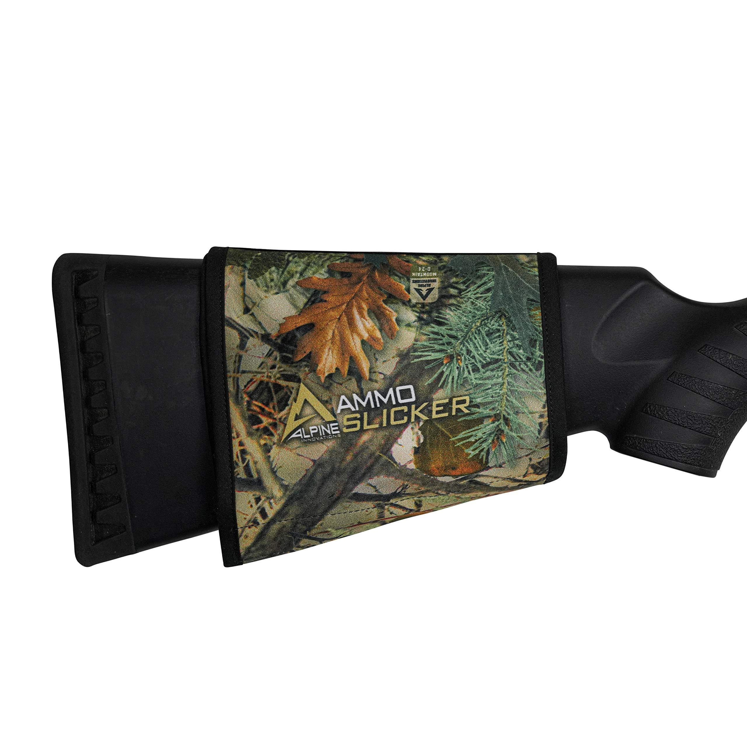 Alpine Innovations Alpine Innovations AmmoSlicker | Ammo Pouch | Buttstock Shell Holder | Hunting Accessories | Weatherproof and Secure Storage | Small Caliber Fits 10 Rounds | Alpine Mountain Camo