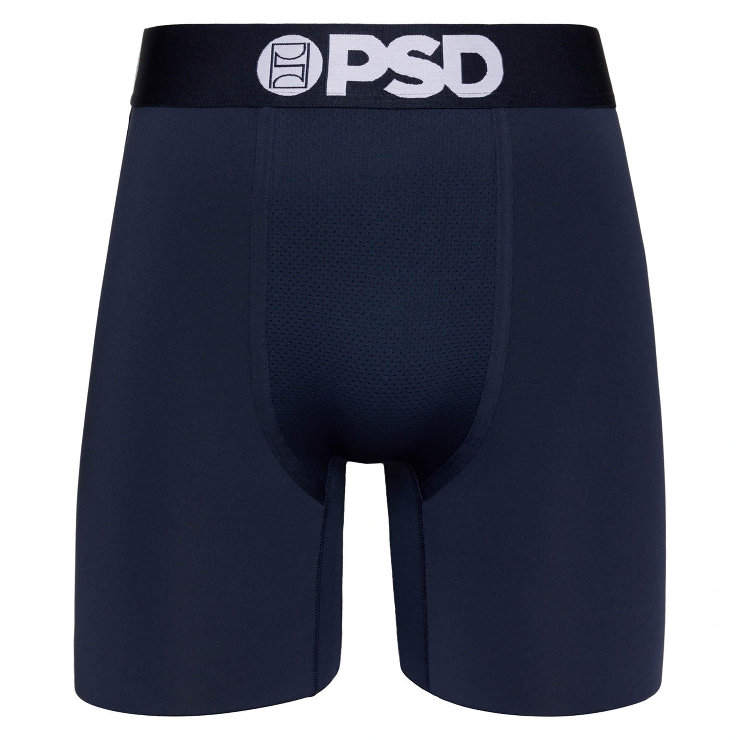 PSD PSD Mens Boxer Briefs - Navy Solid, 7 Inch Inseam, Moisture-Wicking, 4-Way Stretch, Boxer Briefs for Men Pack