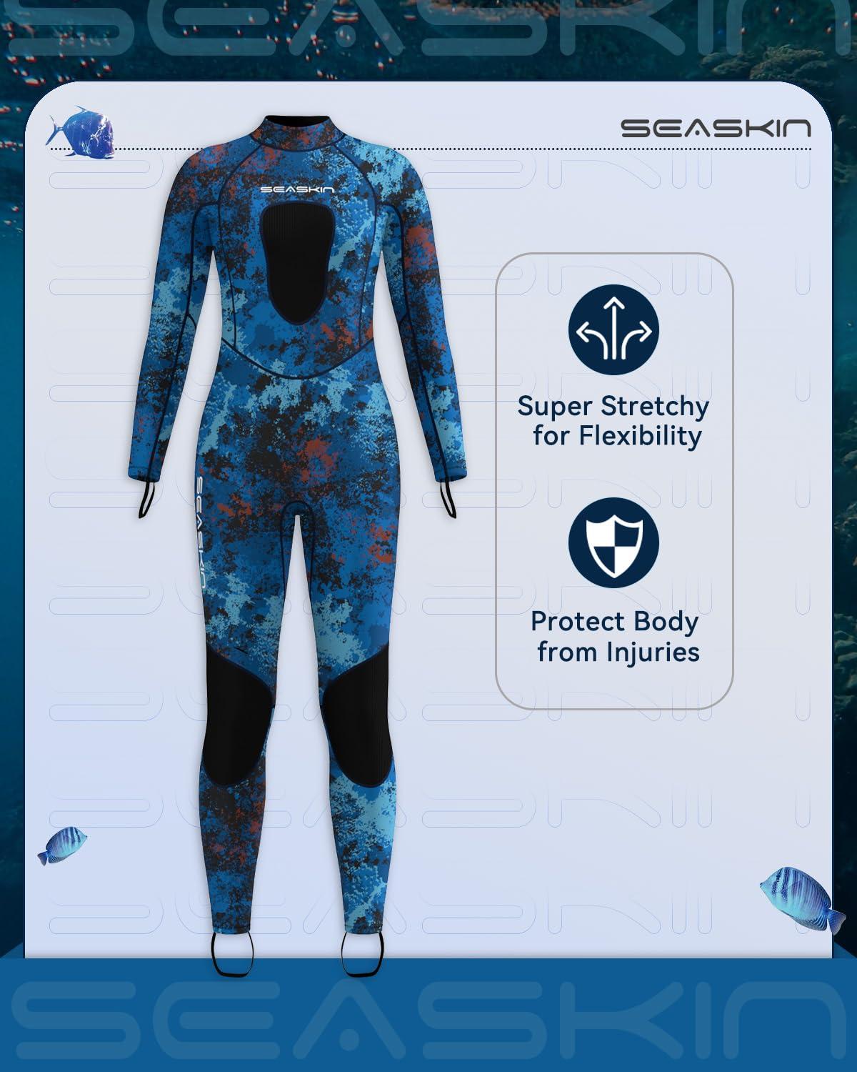 Seaskin Seaskin Spearfishing Wetsuit for Womens, 1.5mm 3mm Neoprene Full Body Diving Suits