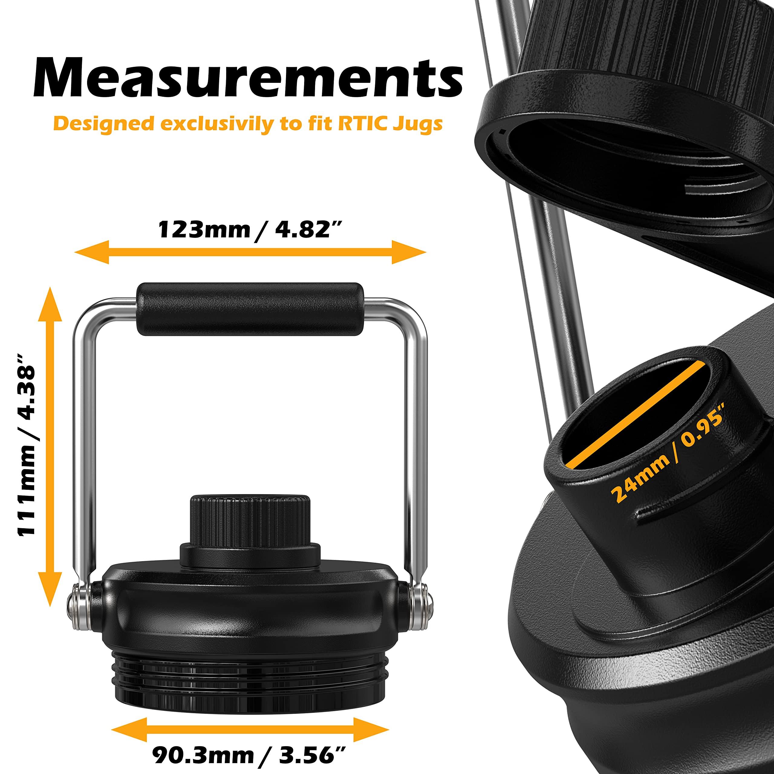Jmoe USA Jmoe USA Improved Jug Lid for RTIC Half Gallon and One Gallon Jugs | Replacement Lid With Upgraded Features, Better Cap, Rubber Grip, Thicker Steel, and Better Gasket | Made of BPA Free Plastic