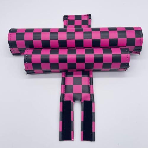 Flite Classic Checkers BMX Pad Sets by Flite Red and Yellow 1.5\" top Tube Diameter