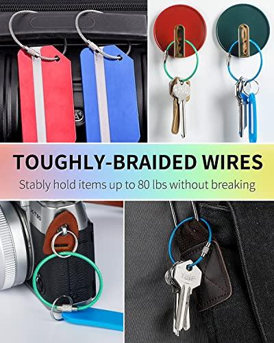 Uniclife Uniclife 4 Inch Wire Keychain Cable in 6 Assorted Colors Large Stainless Steel Key Ring Loop Holder for Outdoor Hiking Heavy Duty Connectable Luggage Tag Keeper for Sport and Travel, 20 Pack