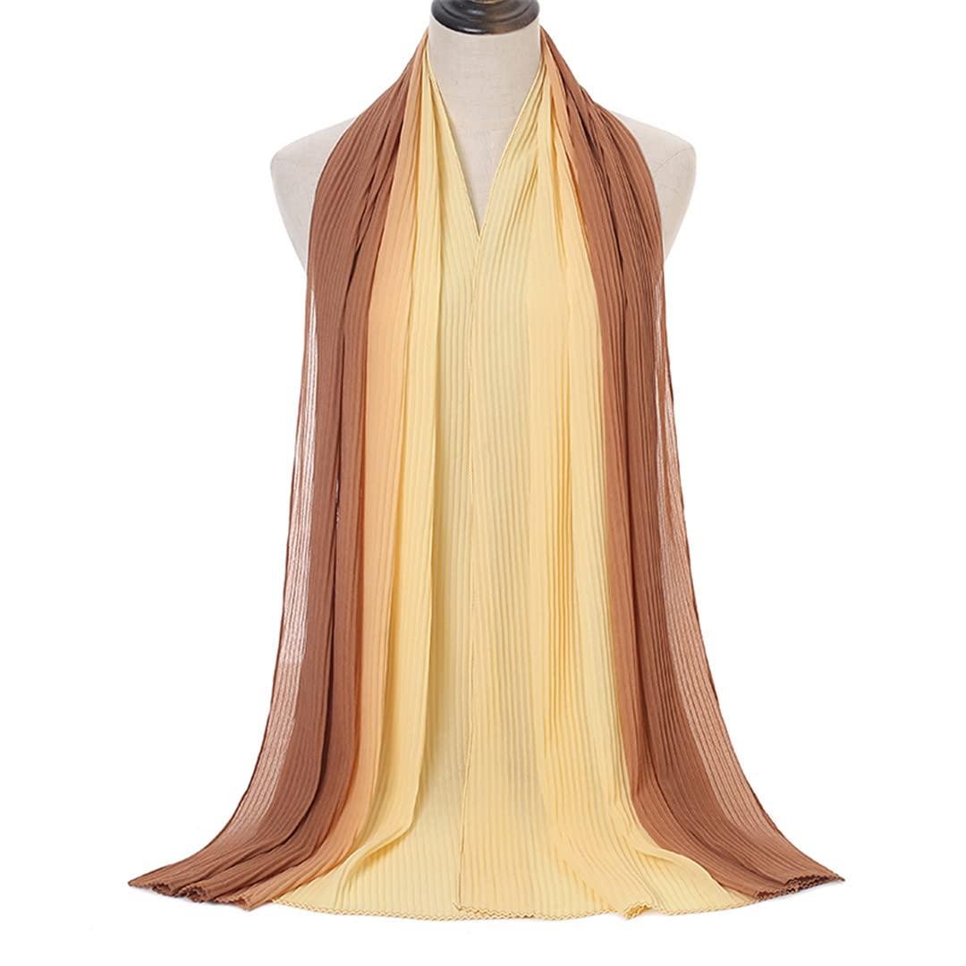 Hcclijo Hcclijo Colors Ombre Gradient Crinkle Chiffon Hijabs Scarf Pleated Hijabs Shawls Muslim Wraps Turbands Foluard 1PC Retail 11