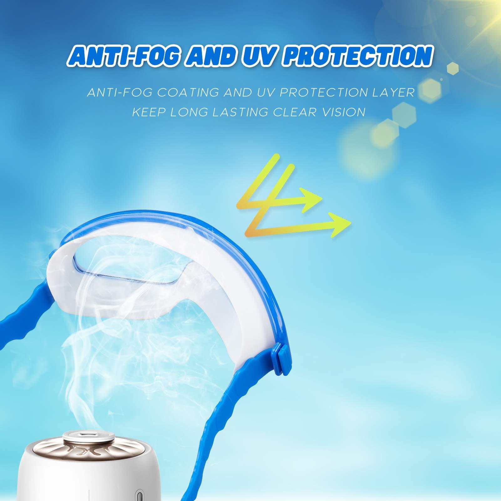 KAILIMENG KAILIMENG 2 Pack Kids Swim Goggles, Clear Wide View No-Leak Anti-Fog UV Protection Swimming Glasses with Nose Clip Earplugs for Toddlers Youth Child 3-15 Years Old (Pink & Red Blue, 2 Pack)