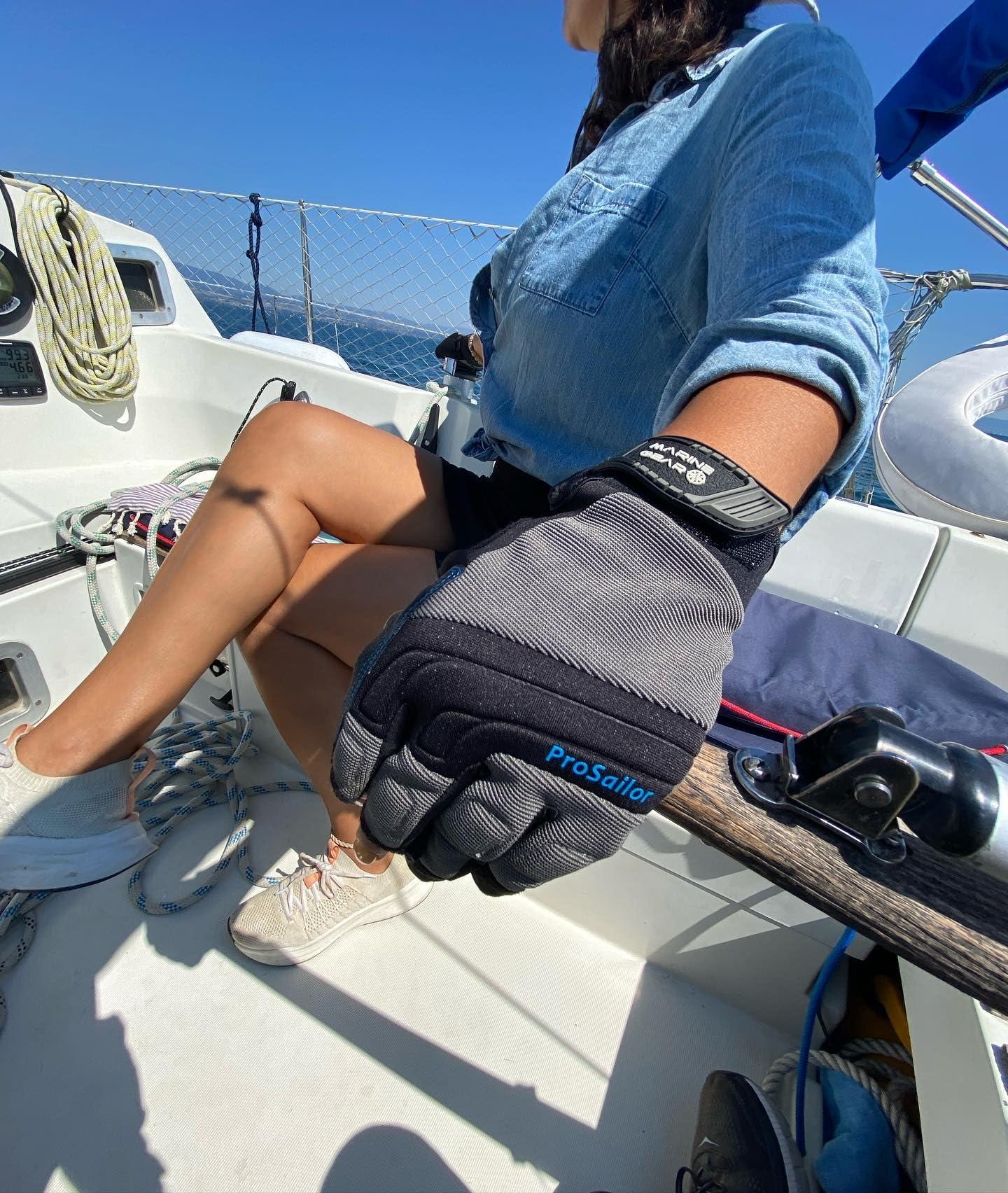 Marine Gear Marine Gear Sailing Gloves (Small) - 3-Finger Dexterity Sailing Gear with Better Grip, Neoprene and Padded Knuckles, Reinforced Pressure Points