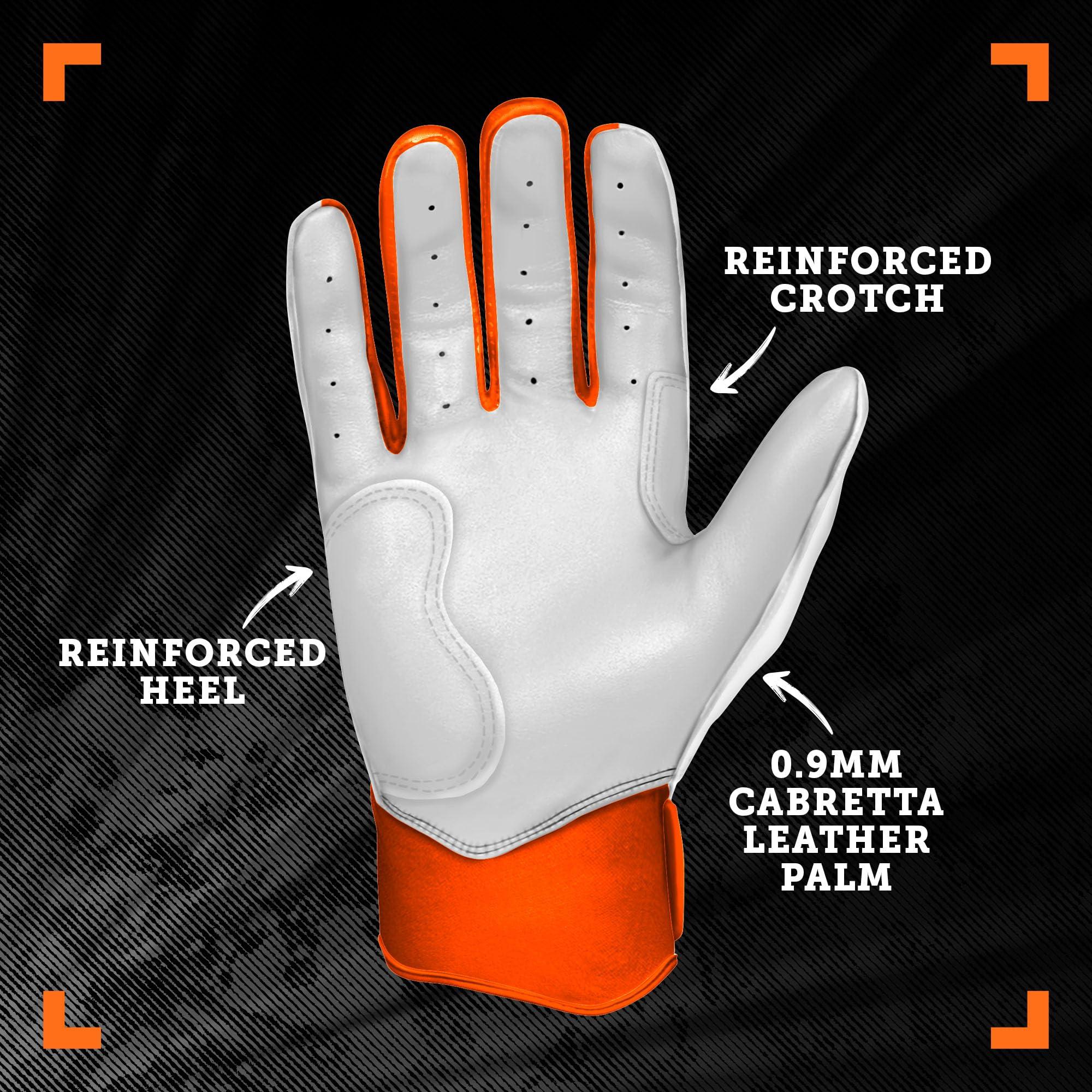 BRUCE BOLT BRUCE BOLT Chrome Series Short Cuff Orange Batting Glove - Orange Small