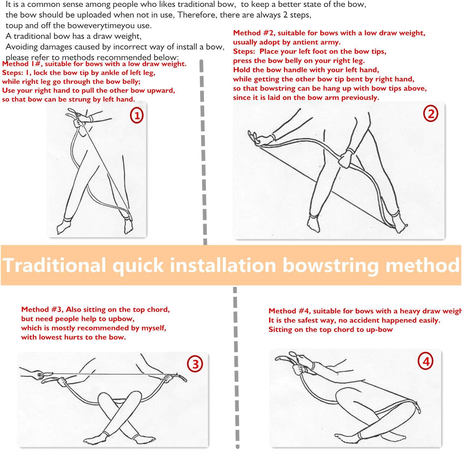 KAINOKAI KAINOKAI 54\" Traditional Laminated Recurve Bow/Archery Amercian Hunting&Target Horse Bow/Longbow Most Arrows fits,15-55 lbs for Kids Teens & Adults