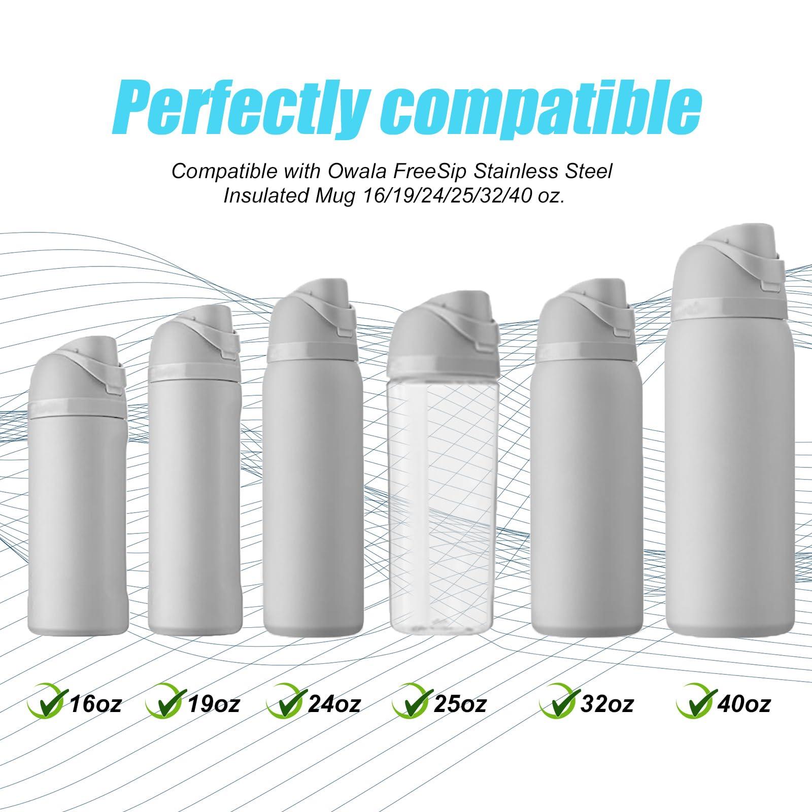 PEUTIER 4pcs Replacement Stopper Compatible with Owala FreeSip 24oz 32oz, Water Bottle Top Lid Gasket for Owala 19/24/32/40oz Seal Bottle Cap Mouth Stopper Part Silicone Plug Accessories BPA-Free (Cyan)