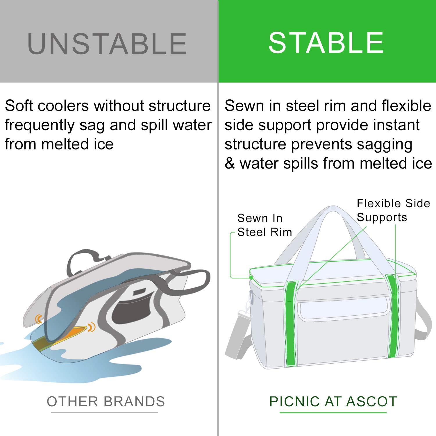 Picnic at Ascot Picnic at Ascot Travel Cooler with Wheels- 64 Can Capacity- Collapsible Leakproof Cooler- Designed & Quality Approved in the USA