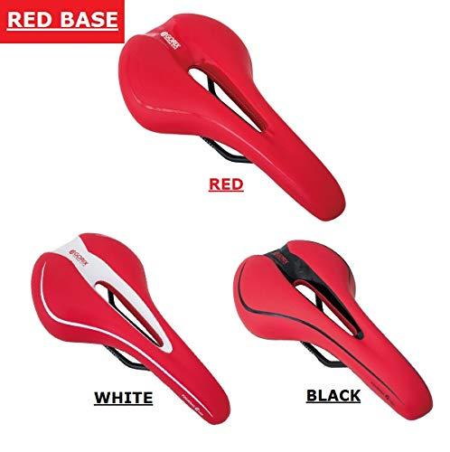 GORIX GORIX Bike Saddle Seat Comfortable Cushion with Rail Mountain Road Bicycle for Men and Women (GX-C19) (Black×Red)
