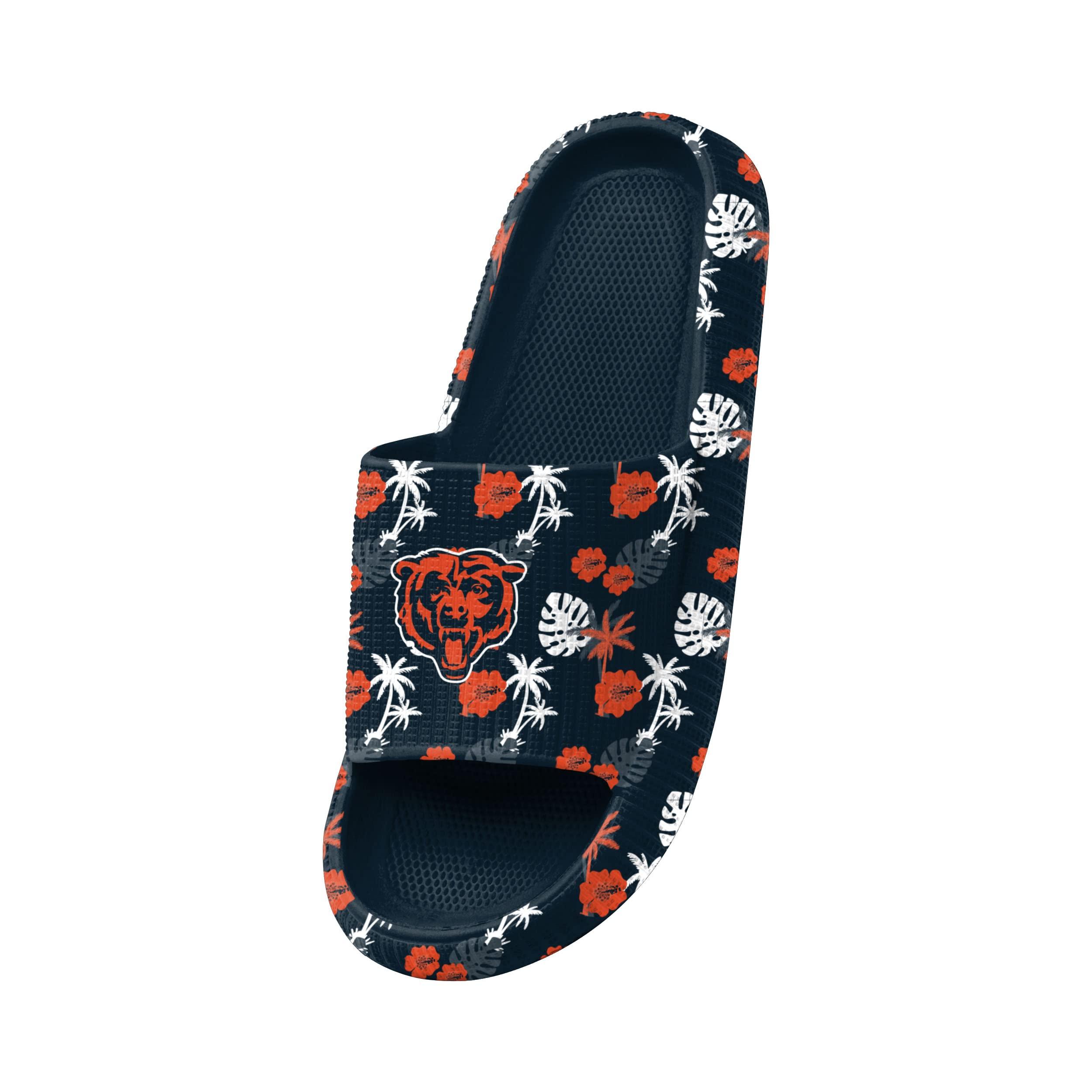 FOCO FOCO Women\'s NFL Logo Ladies Floral Pillow Slides Sandals, Team Color, 5-6