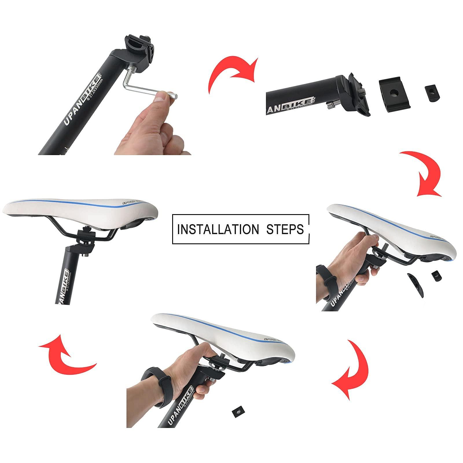 UPANBIKE UPANBIKE Bike Seat Post Aluminum Alloy Extra Long 17.7inch(450mm) Replacement Bicycle Seatpost 25.4 27.2 28.6 30.4 30.9 31.6mm(25.4mm)