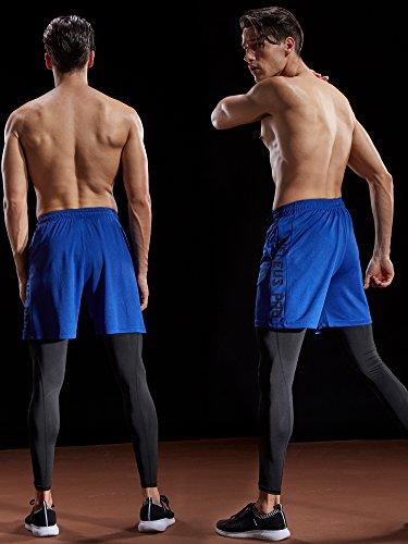 NELEUS NELEUS Men\'s 7\" Workout Running Shorts with Pockets,6056,3 Pack,Black,Grey,Blue,L,EU XL