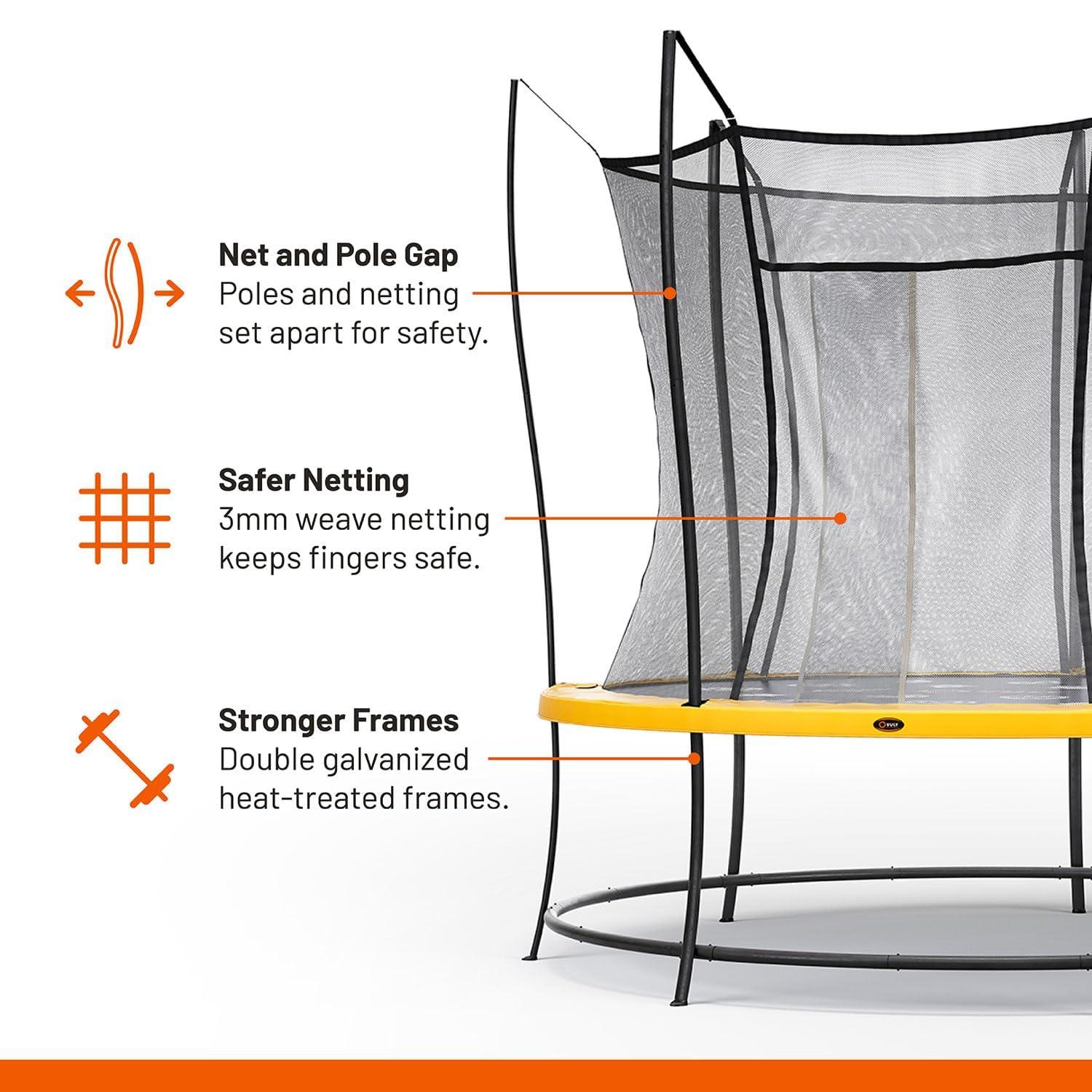 Vuly VULY Lift 2-14 FT Trampoline with Enclosure - Recreational Trampolines with AntiRust Coating, Double Galvanized Steel Outdoor Trampoline for Kids (Extra Large 14FT with Shade Cover)