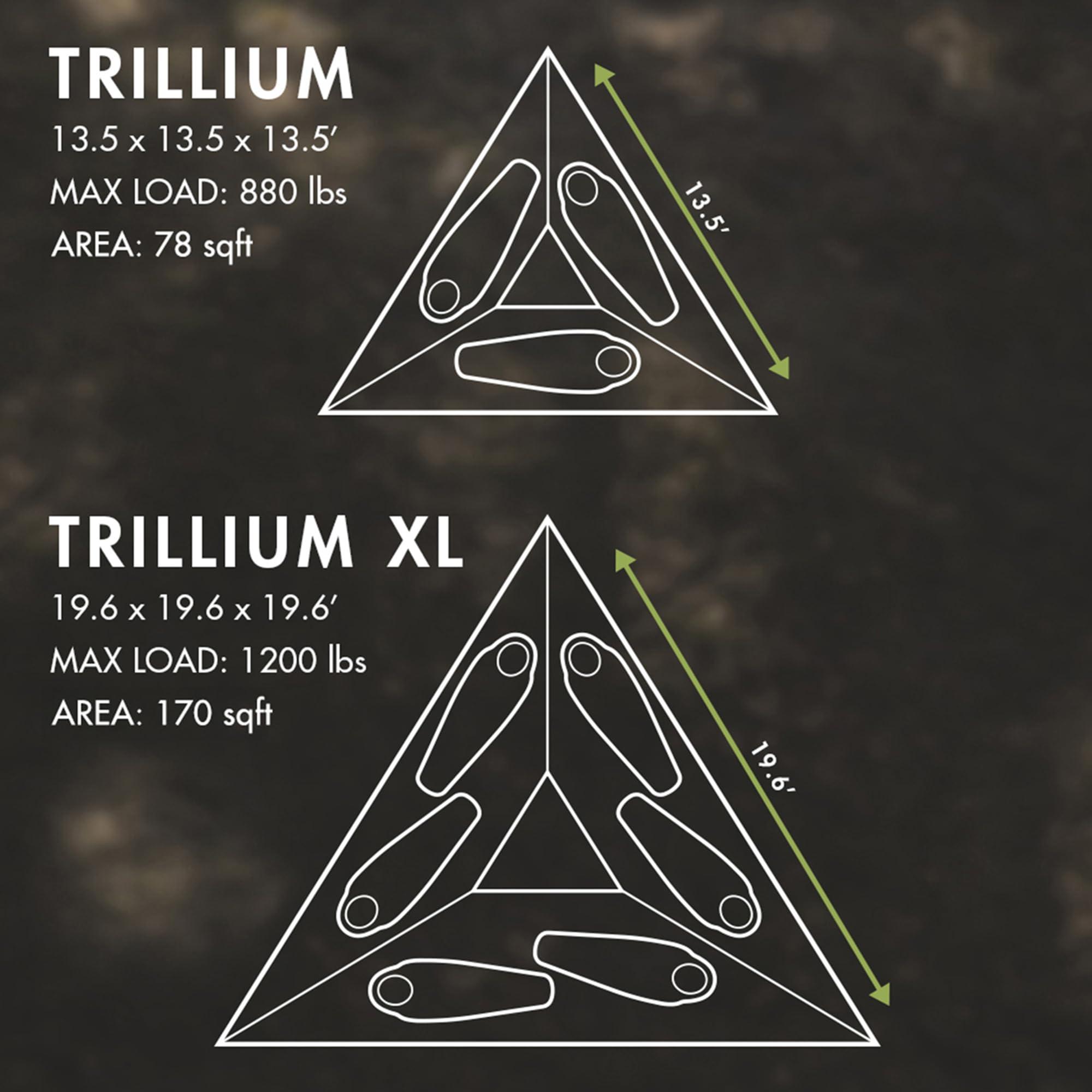 Tentsile Tentsile Trillium Giant Hammock, The Original Tree Tent Company, 3 Adult Capacity, Anti-Roll, Central Hatch, Ratches and Straps Included, Designed in The UK (3 Person, Black Mesh)