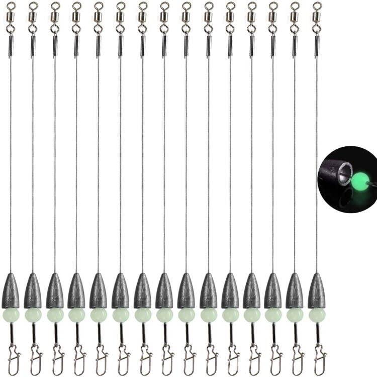 THKFISH THKFISH Fishing Weights Bullet Sinker Pre-Rigged Carolina Rigs Fishing Ready Carolina Rigs 1/4oz 15pcs