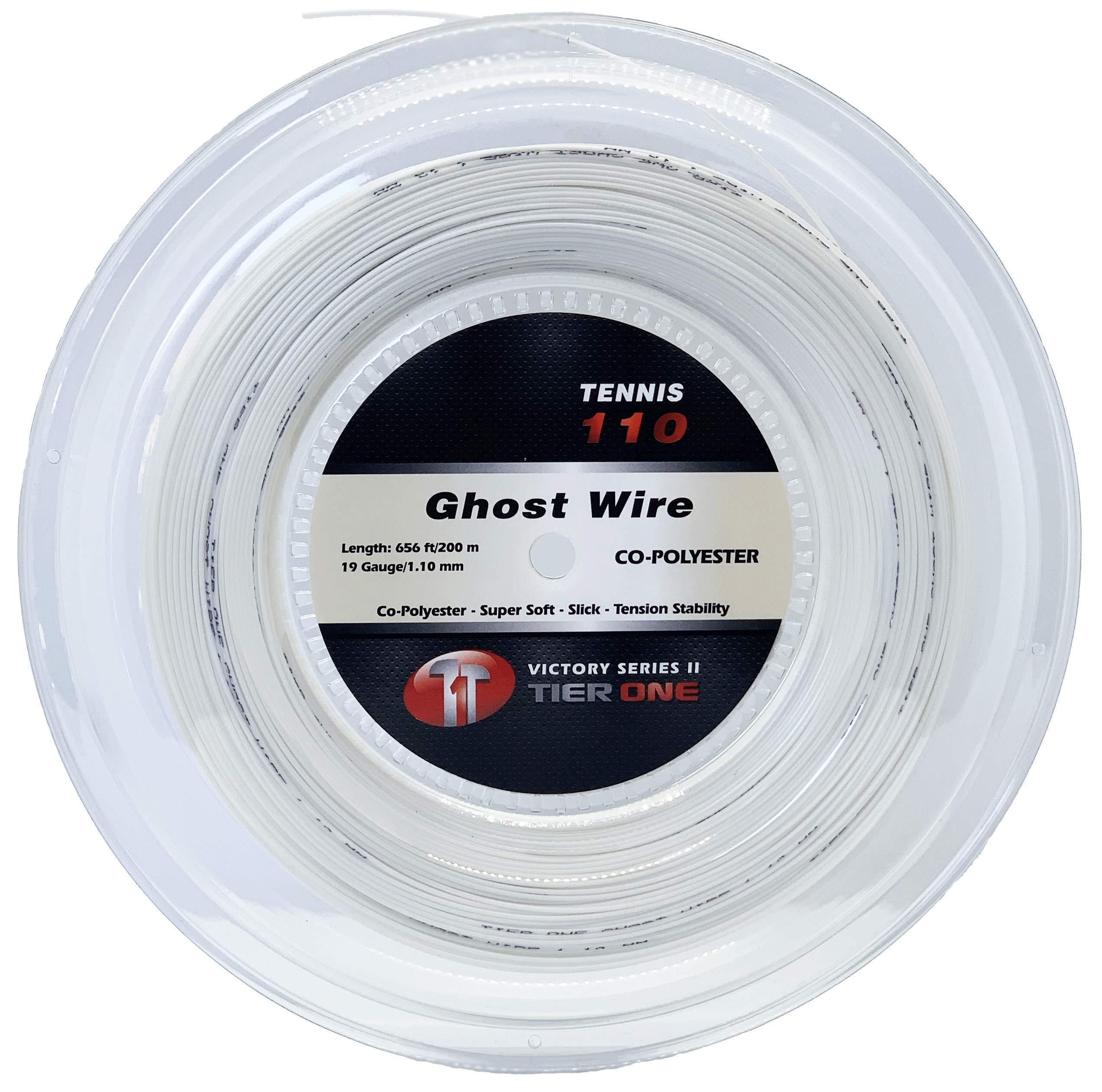 Tier One Sports Tier One Sports TRU PRO Ghost Wire - Tennis String Reel (Poly): Super Soft and Arm Friendly (19g (1.10 mm), 200 m, White)